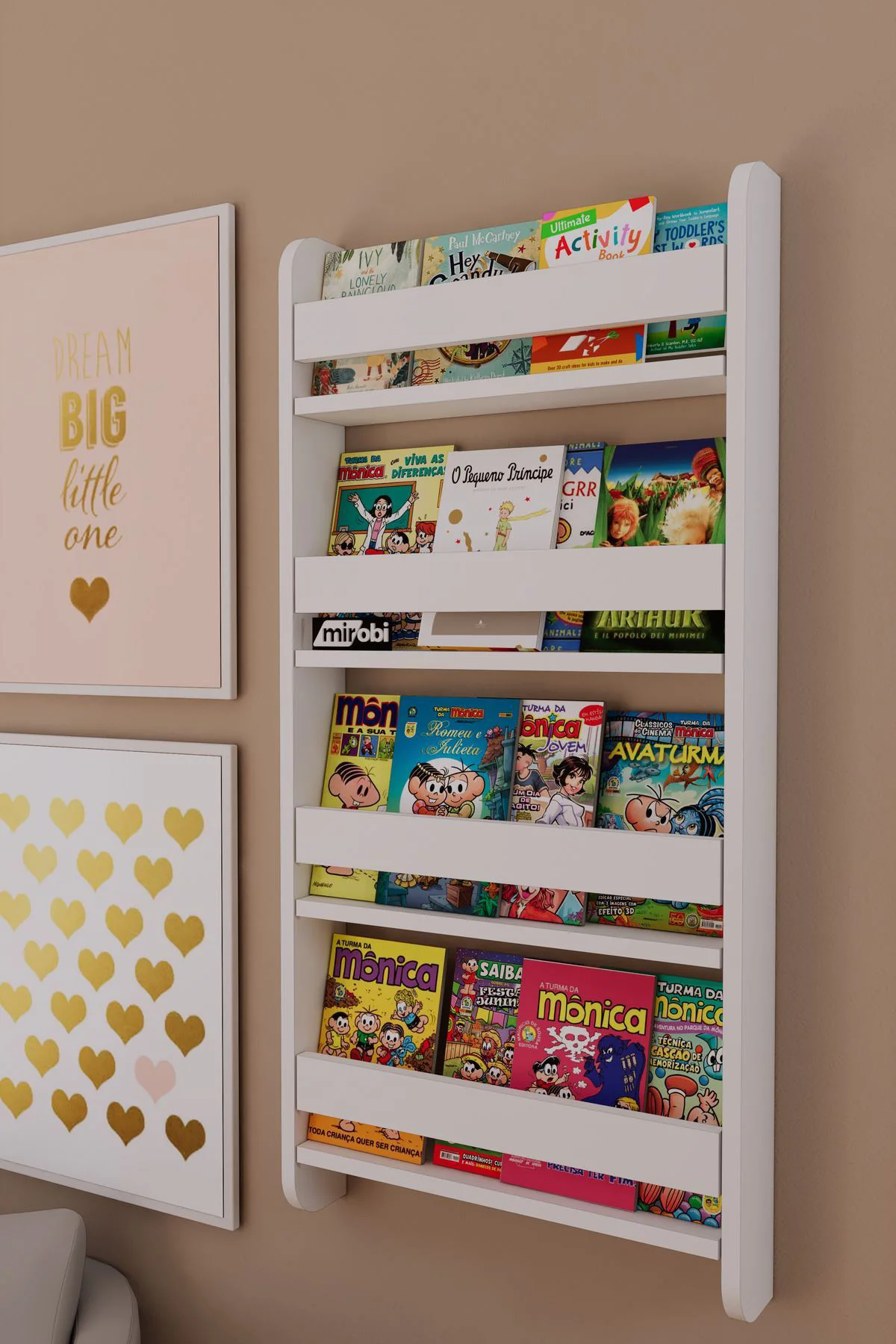 Lino 4 Raflı Montessori Kitaplık Eğitici Çocuk Kitaplığı Çocuk Od