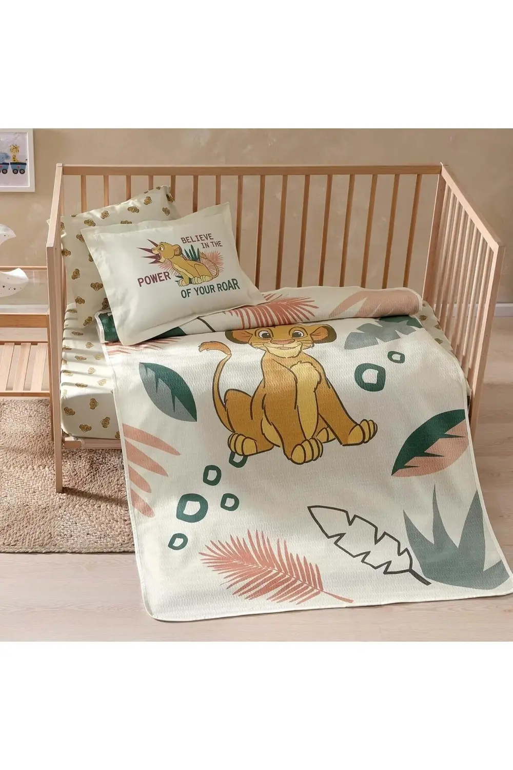 Lion Power Lisanslı Karakter Baskılı%100 Pamuk Pike Takımı, Çok R