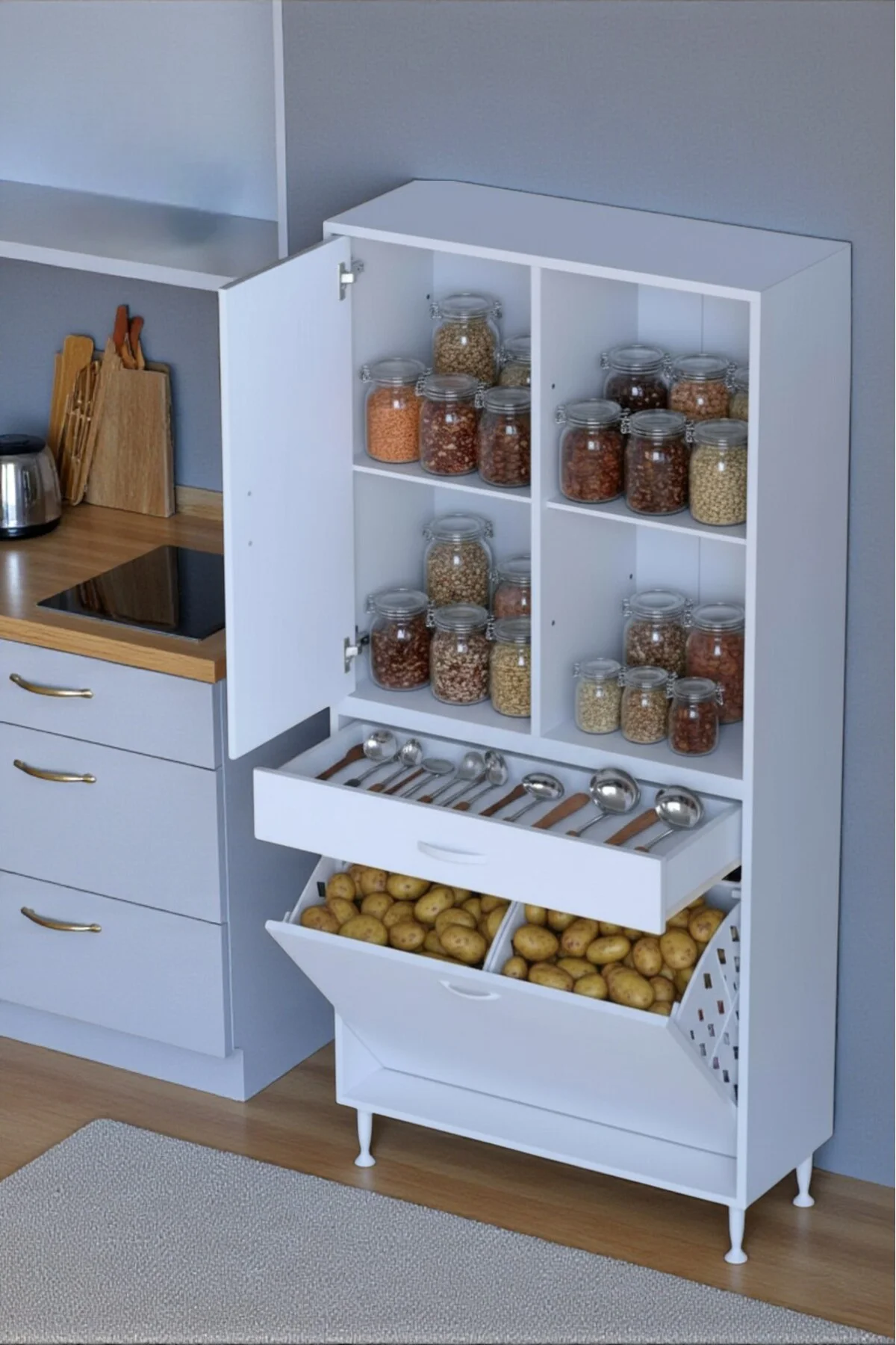 Liora Beyaz Çok Amaçlı Banyo Dolabı 75 cm Genişliğe Sahip 75x171x