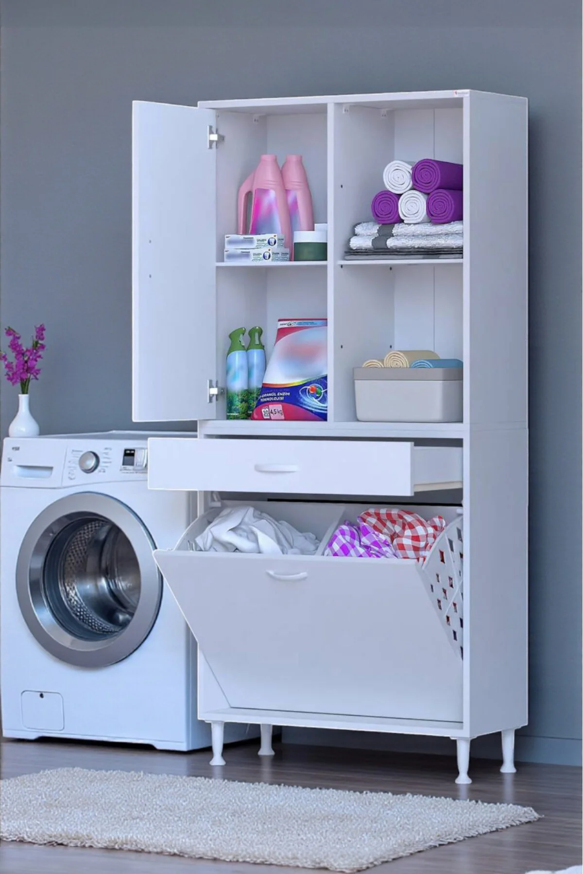 Liora Beyaz Çok Amaçlı Banyo Dolabı 80 cm Genişliğe Sahip 80x171x