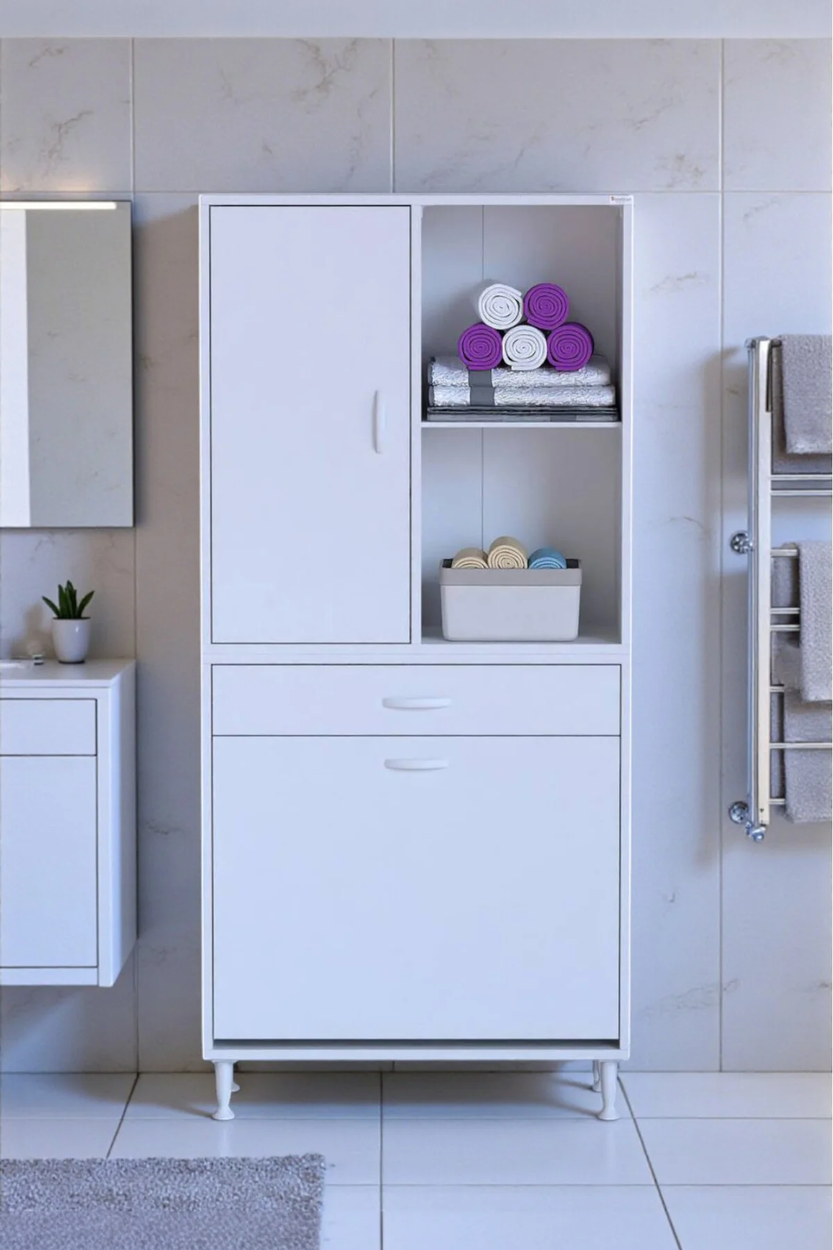 Liora Beyaz Çok Amaçlı Banyo Dolabı 70 cm Genişliğe Sahip 70x171x