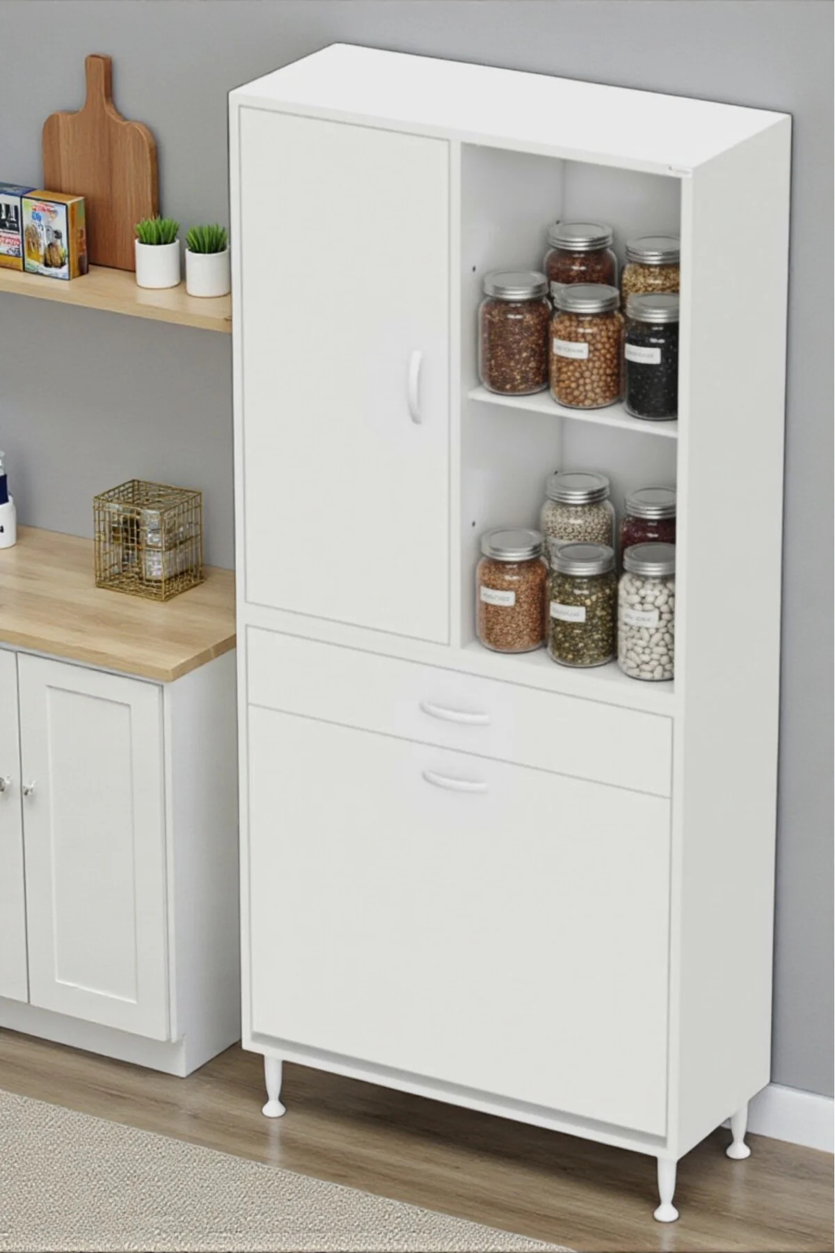 Liora Beyaz Çok Amaçlı Banyo Dolabı 90 cm Genişliğe Sahip 90x171x