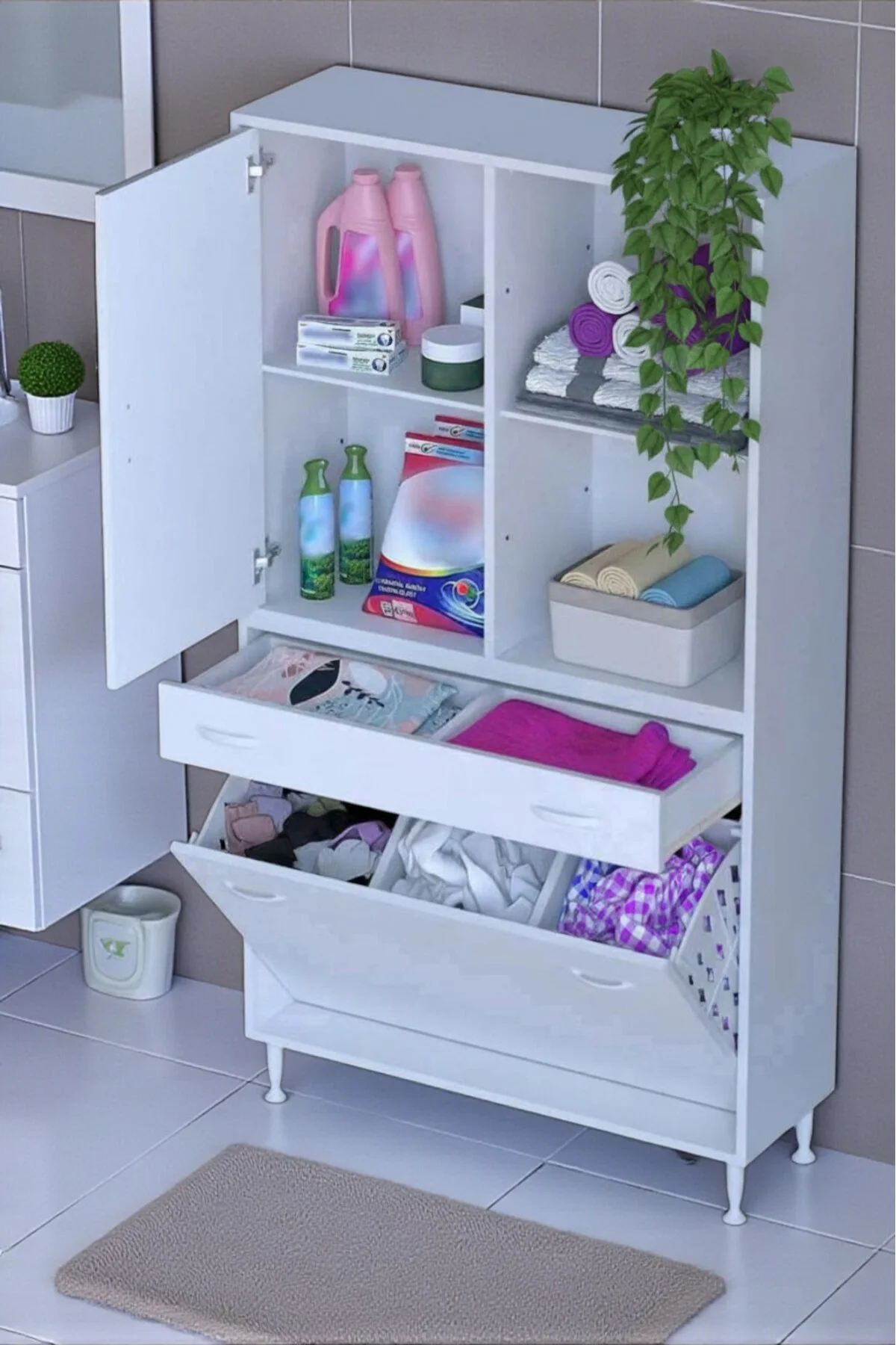 Liora Beyaz Çok Amaçlı Banyo Dolabı 100 cm Genişliğe Sahip 100x17