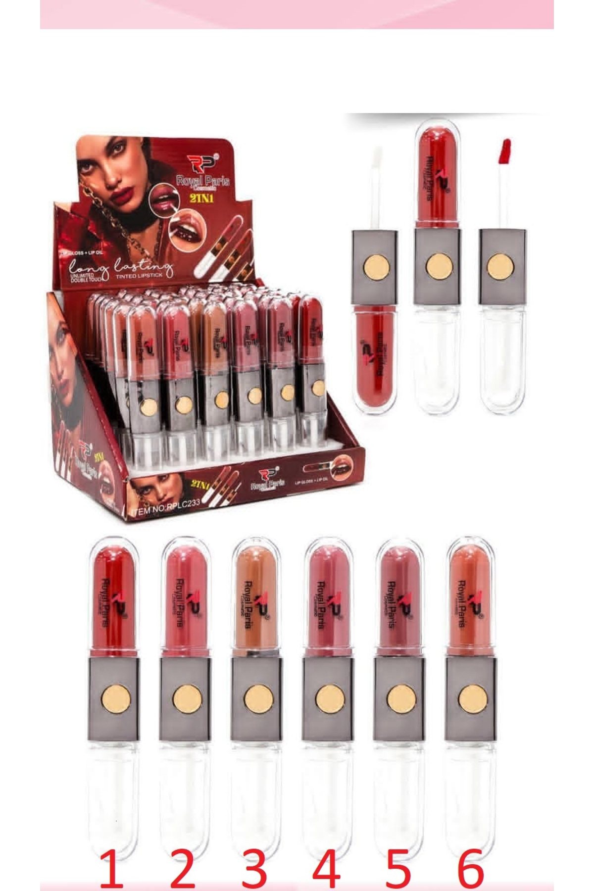 Royal Paris Lip Gloss & Oil -Kalici Parlak Ruj-Çift Tarafli No:6