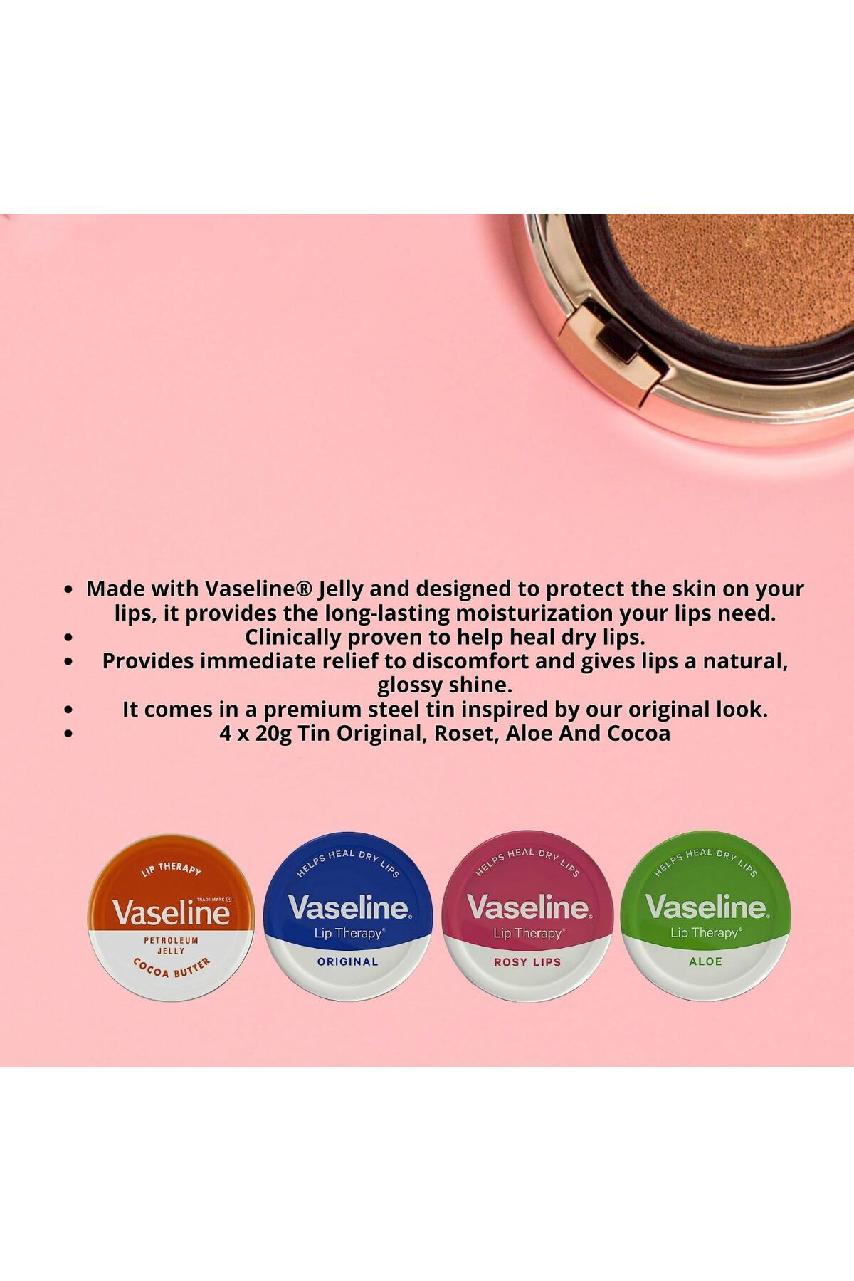 Vaseline Lip Therapy 20G – Rosy Lips - Cococa Butter - Original & Aloe ( 4