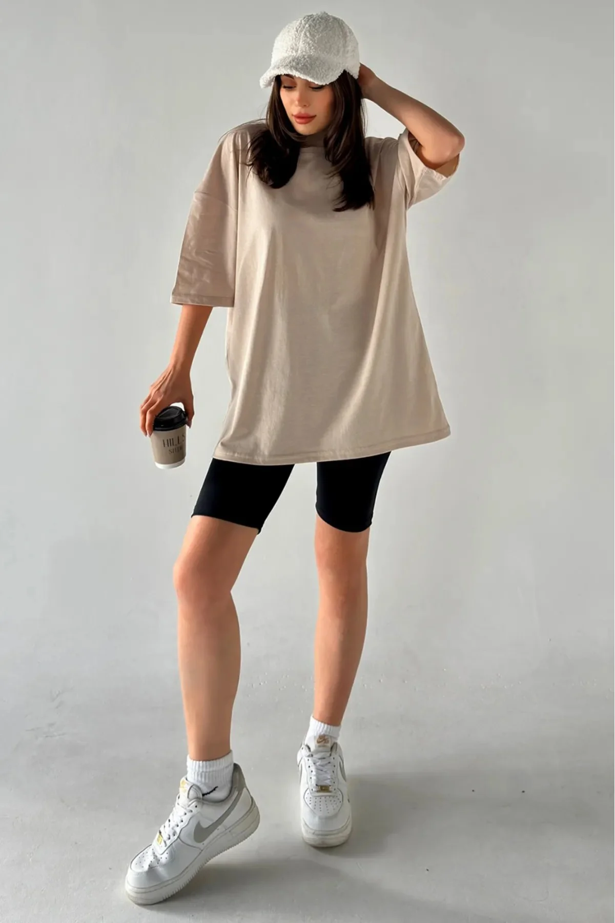 Lisa Kadın %100 Organik Pamuklu Kalın Dokulu hakiki Oversize Fit 