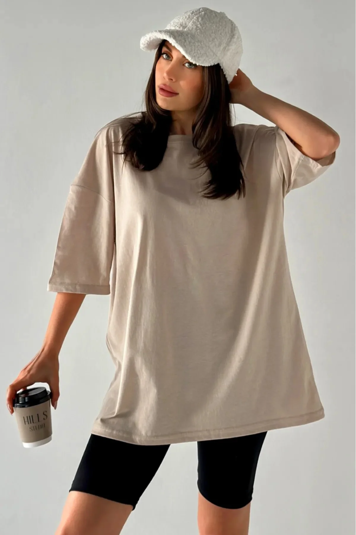 Lisa Kadın %100 Organik Pamuklu Kalın Dokulu hakiki Oversize Fit 