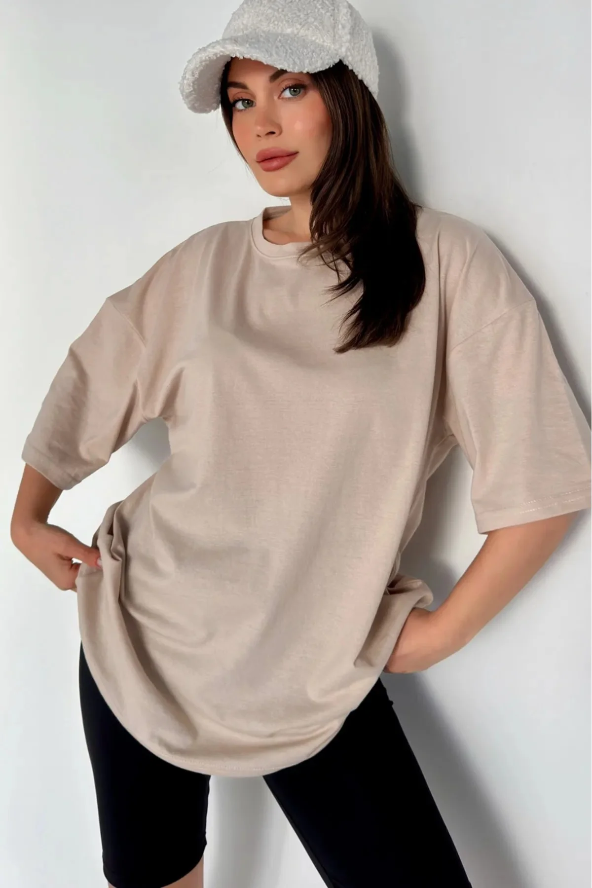 Lisa Kadın %100 Organik Pamuklu Kalın Dokulu hakiki Oversize Fit 