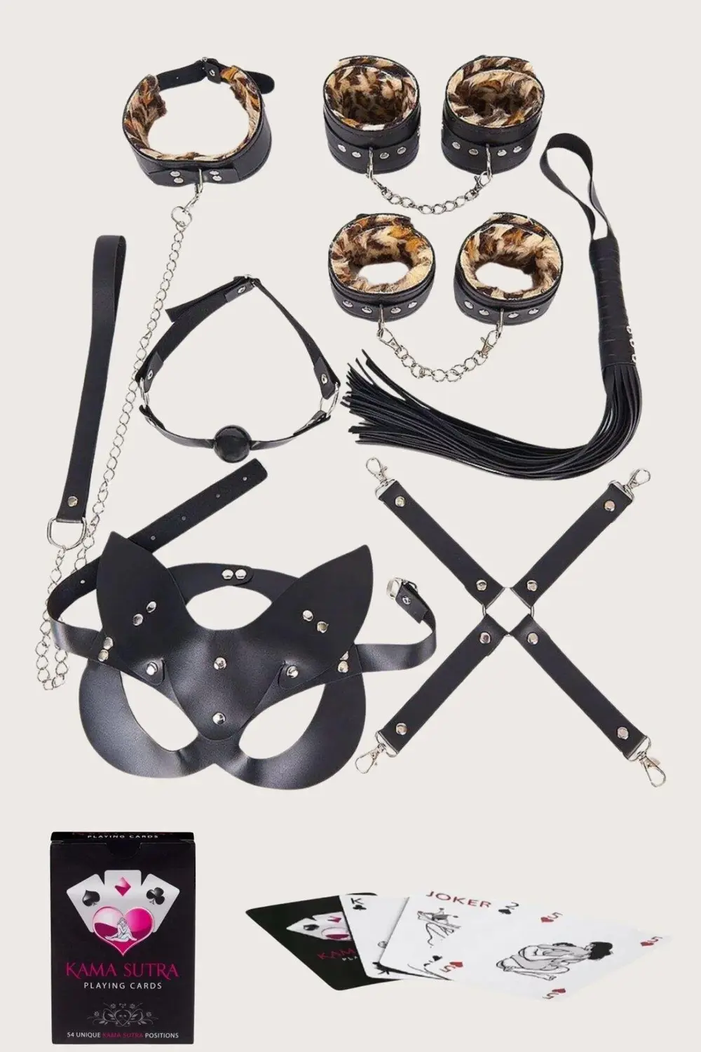 Litae Sexy Görselli Oyun Kartı Kama Sutra 7li Leopar Harness Set