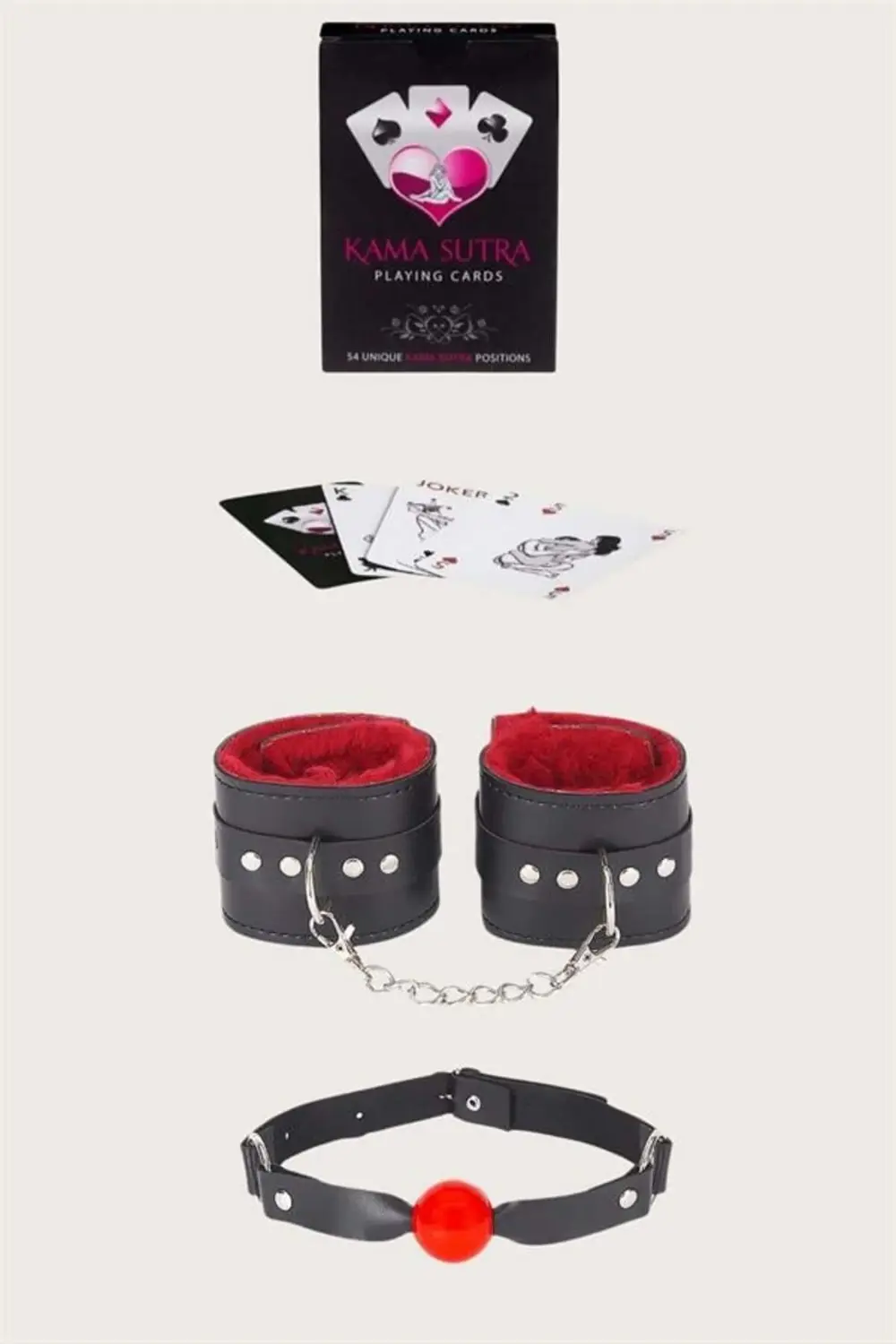 Litae Sexy Görselli Oyun Kartı Kama Sutra Ağız Topu Kelepçe Set