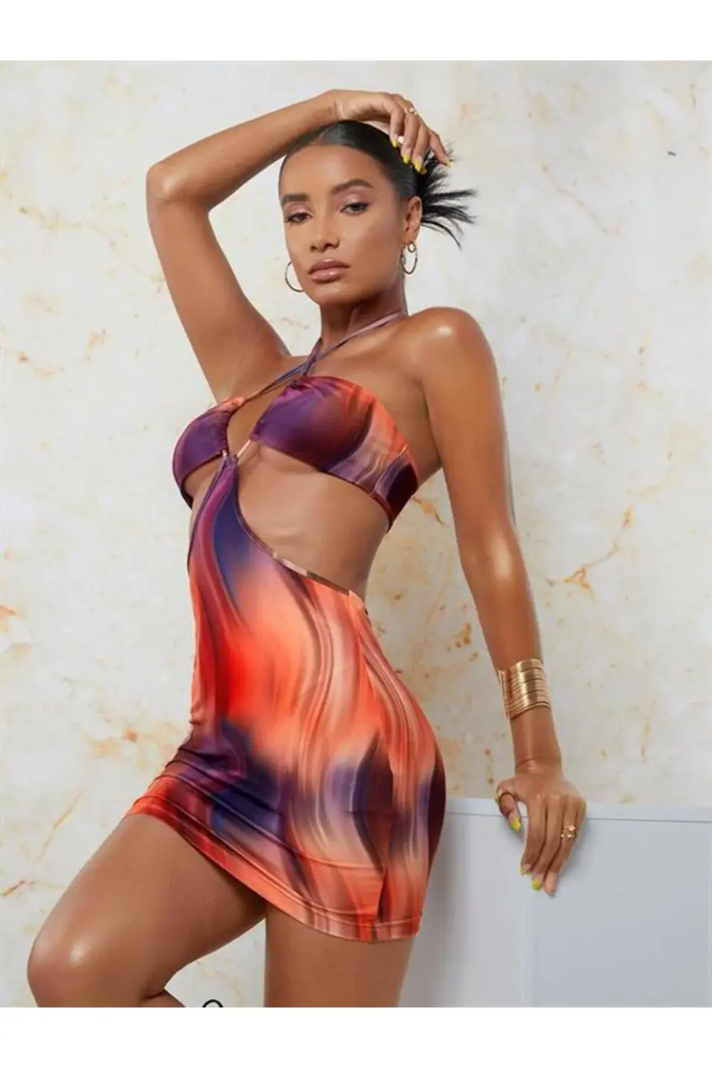 Litae Transparan Detaylı Omuz Dekolteli Mini Fantezi Elbise