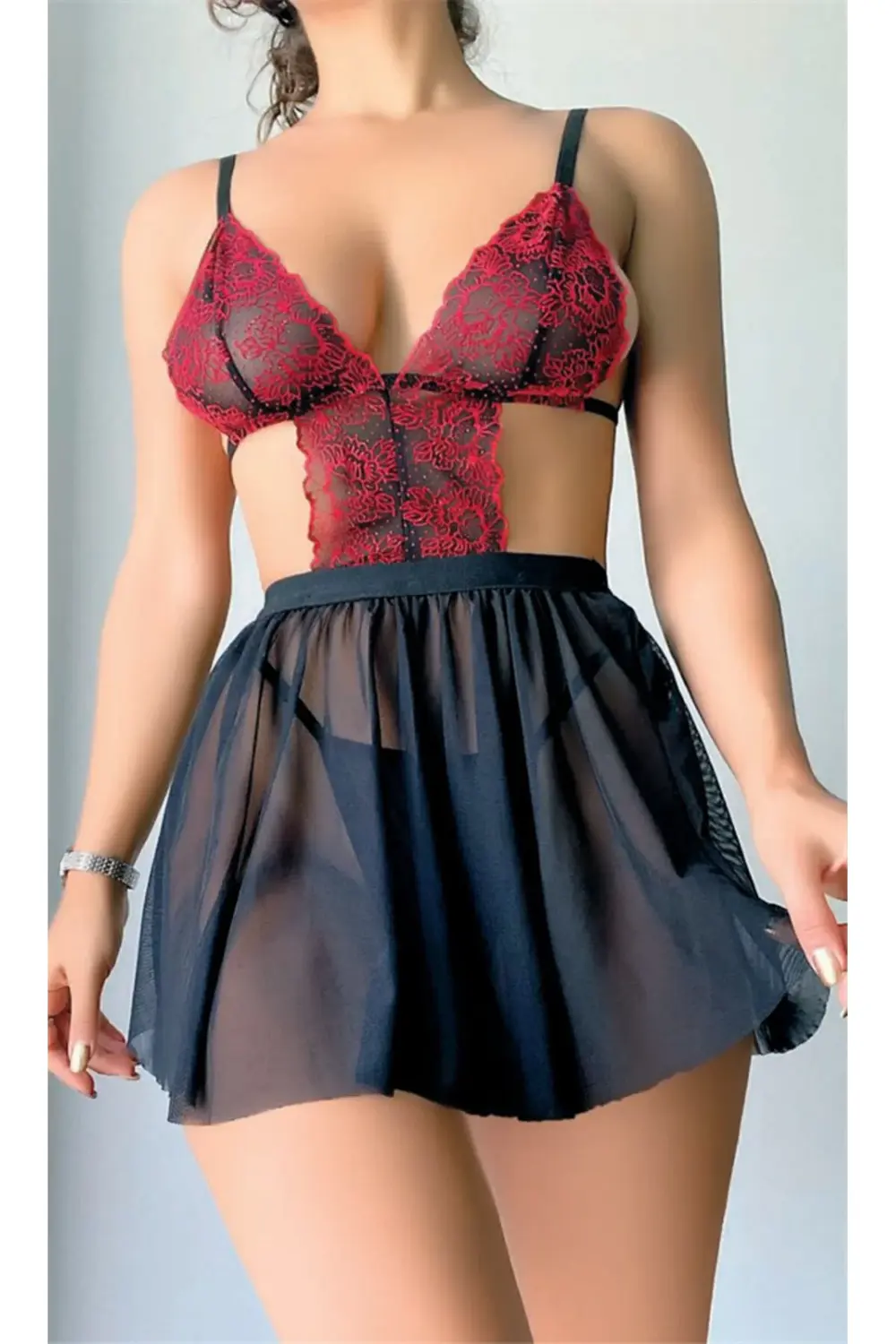 Litae Tül Mini Fantezi Babydoll Takım