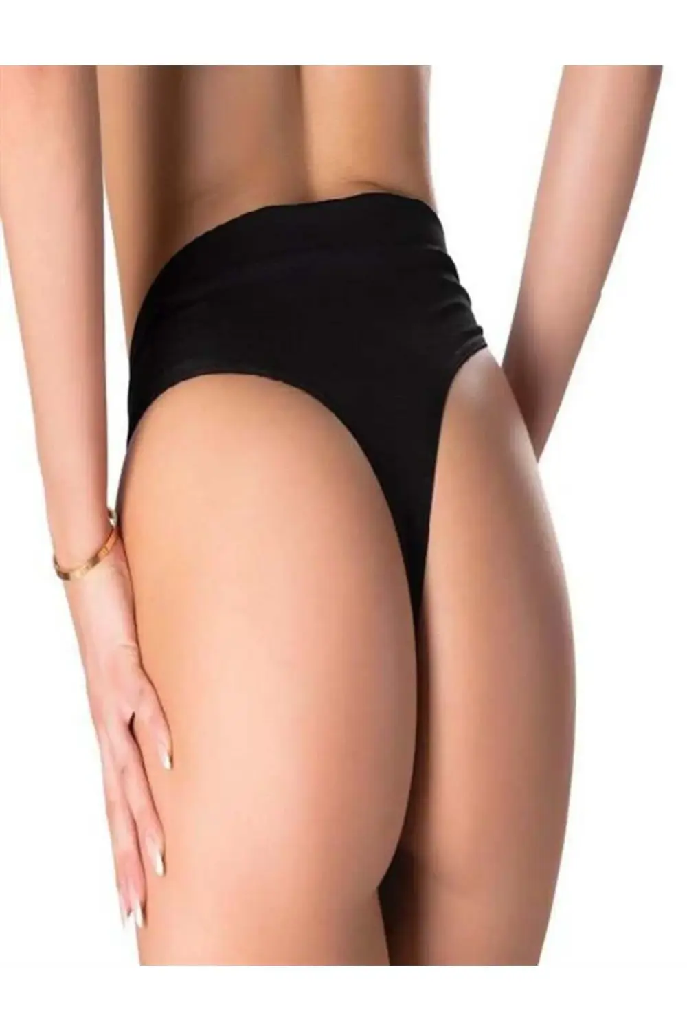 Litae V Metal Aksesuarlı Fantezi Siyah String Tanga