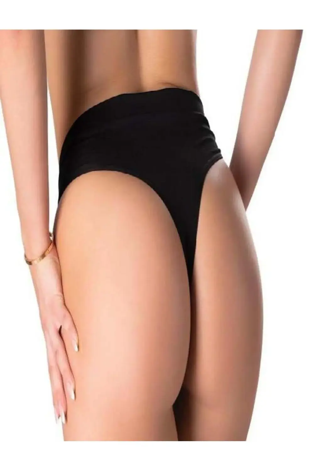 Litae V Metal Aksesuarlı Fantezi Siyah String Tanga