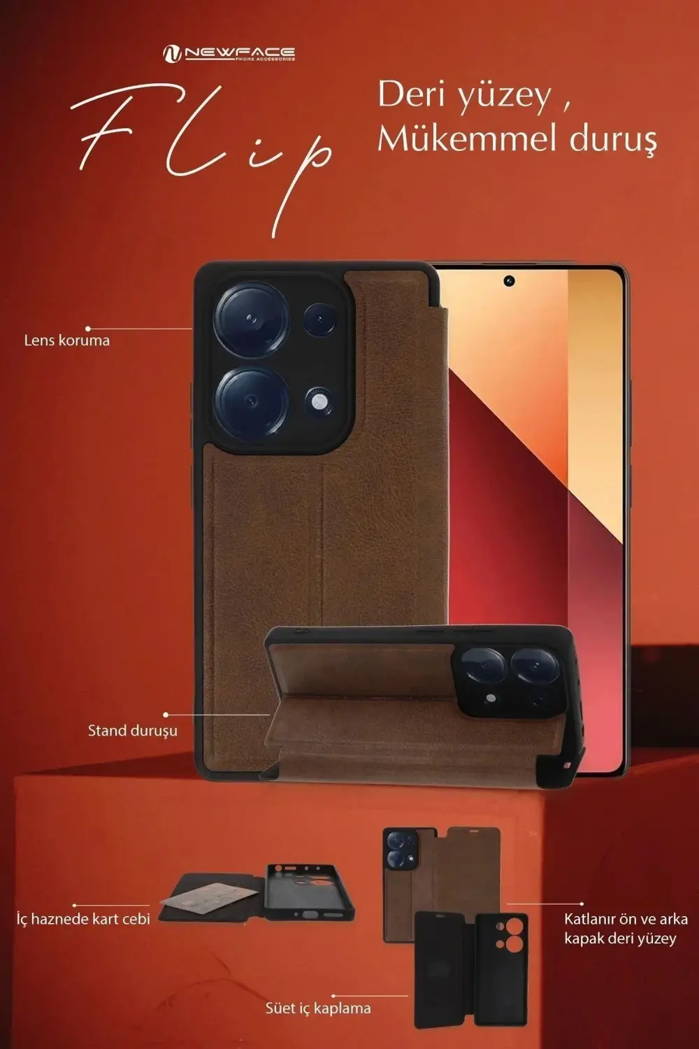 LitaeTrend General Mobile Era 50 Kılıf Flip Cover - Kırmızı