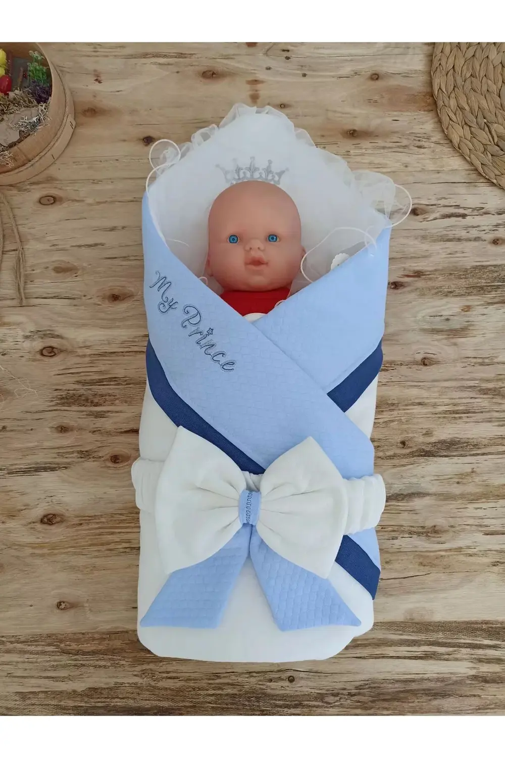 LitaeTrend Yenidoğan Bal Peteği My Prince Taç Nakışlı Delüks Kund