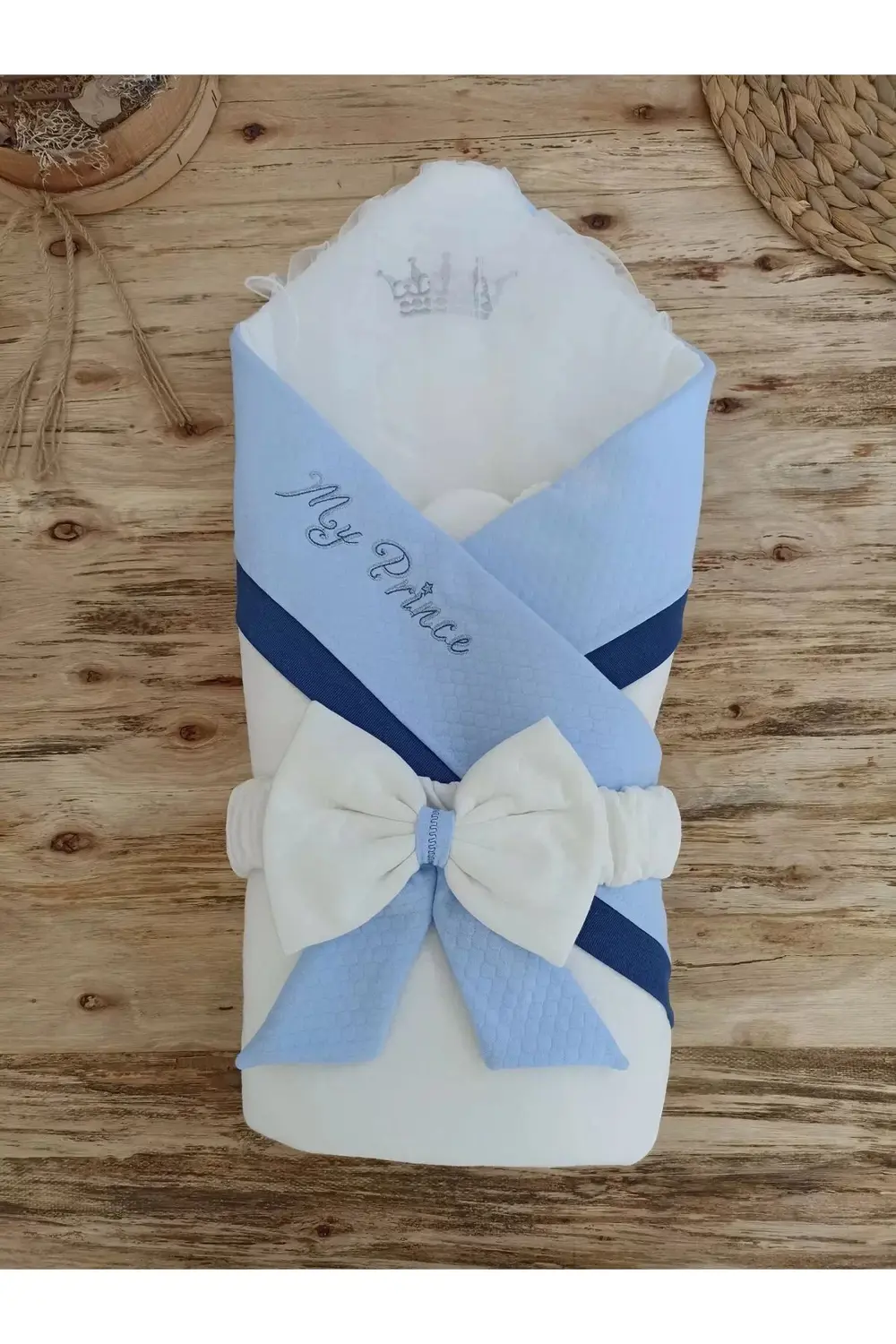 LitaeTrend Yenidoğan Bal Peteği My Prince Taç Nakışlı Delüks Kund