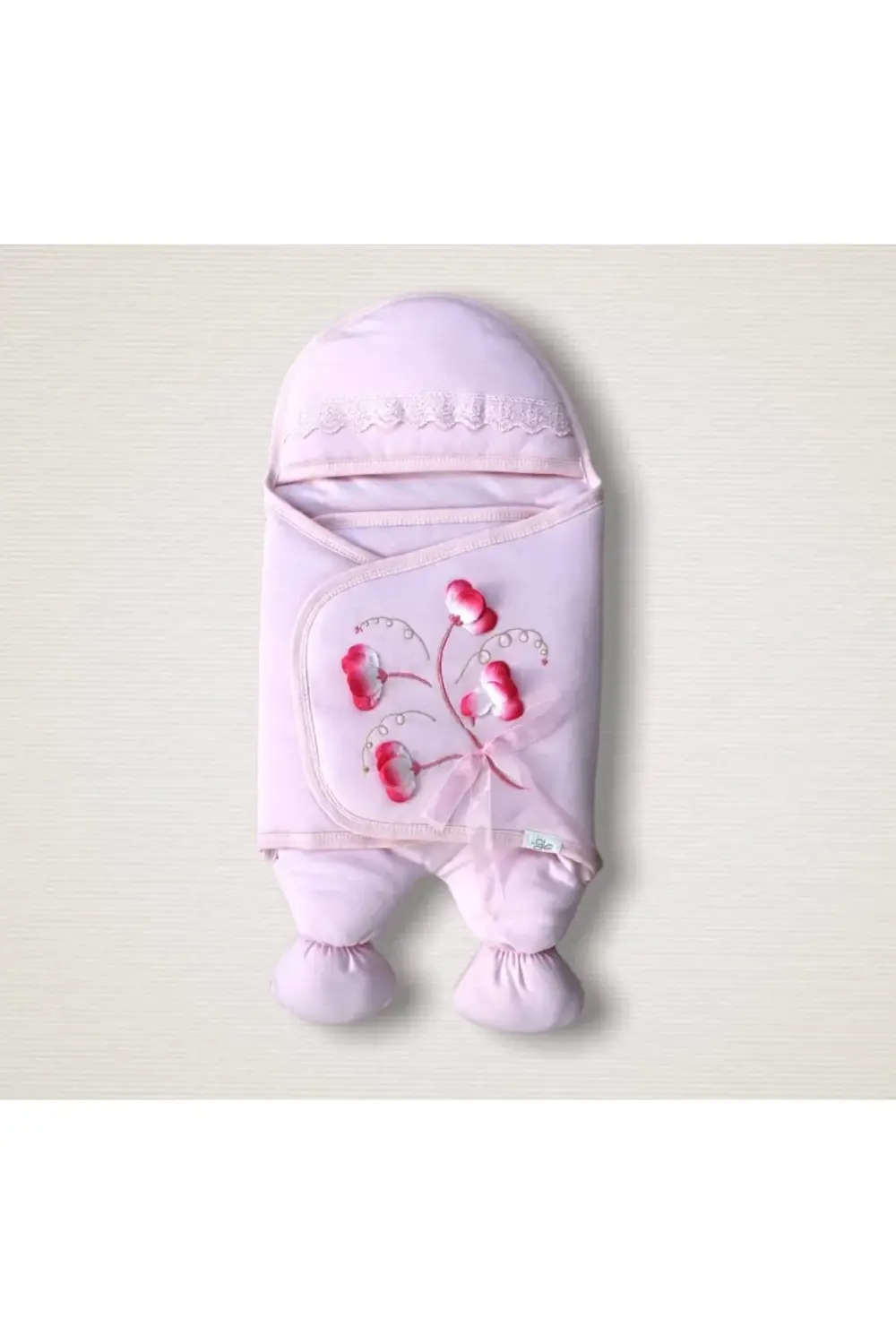 LitaeTrend Yenidoğan Yapay Çiçek İşlemeli Şapkalı Lüks Kız Bebek