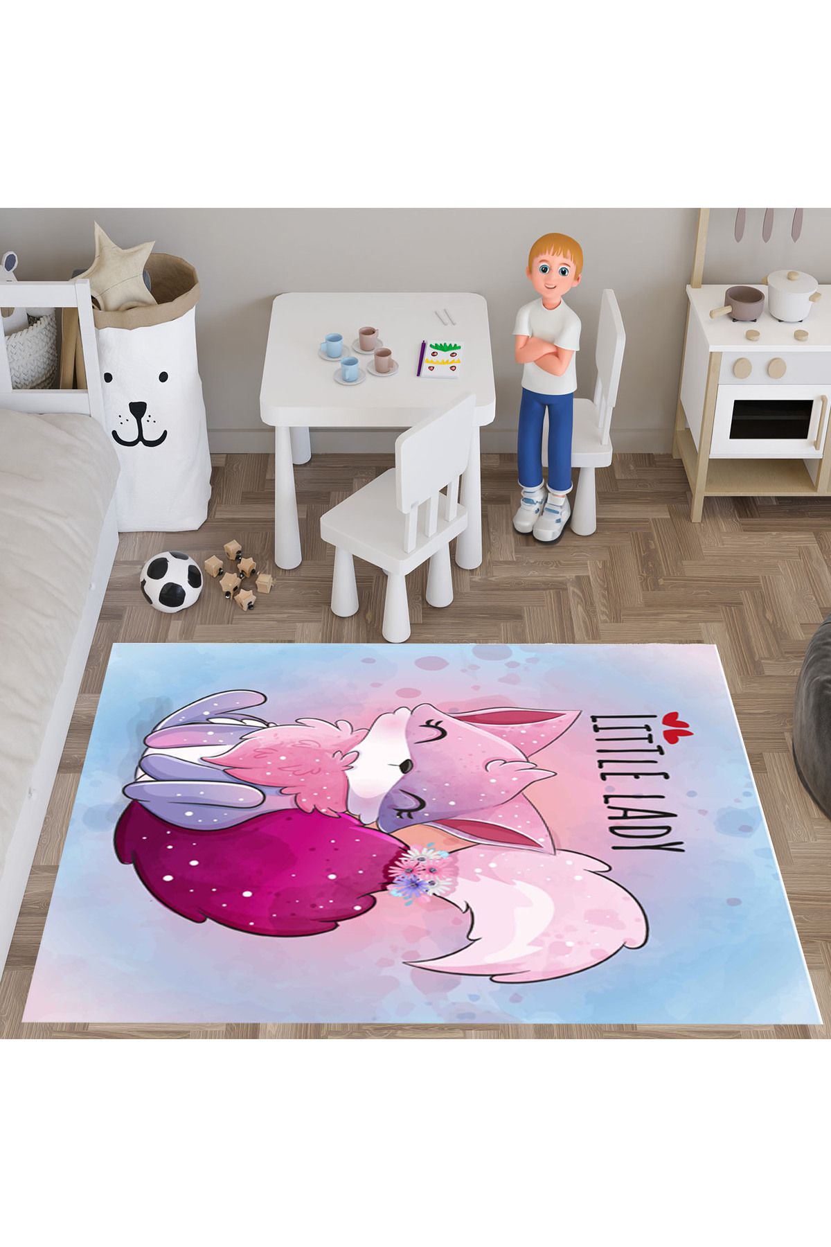 Evan Home Little Lady
 Desenli Çocuk Odası Takım Perde (İki Kanat),Yatak Örtüsü,Yastık,Kırlent ,Halı,Saat