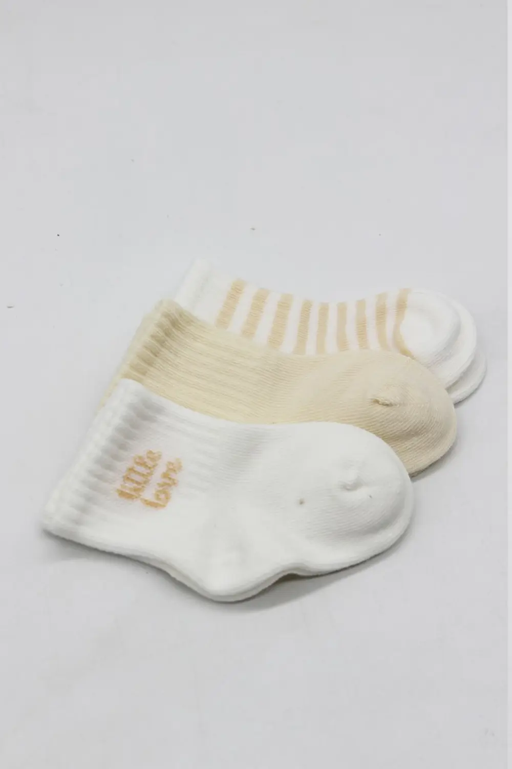 Little Love Girl 3'lü Penye Soket Çorap 10137 Ekru