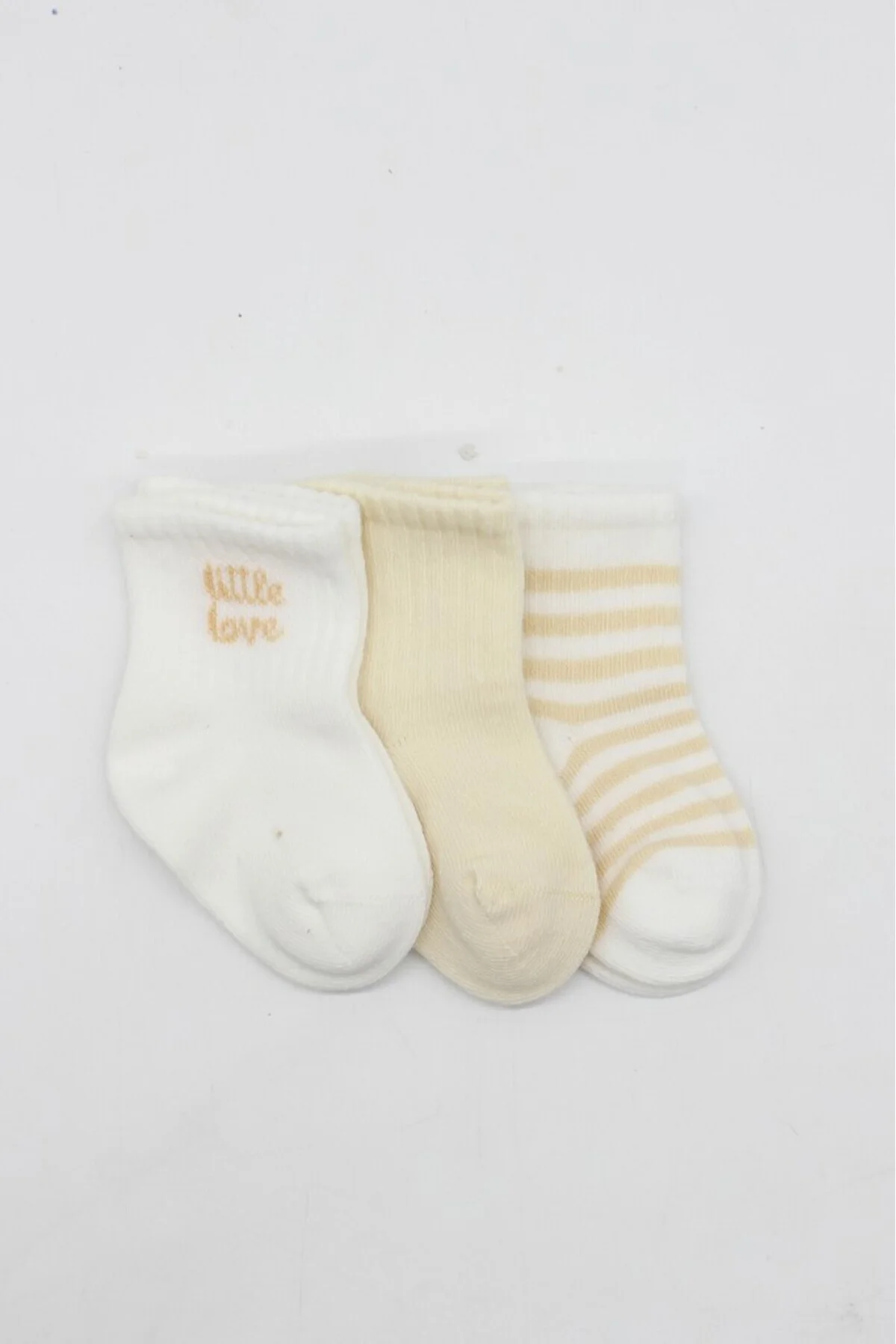 Little Love Girl 3'lü Penye Soket Çorap 10137 Ekru