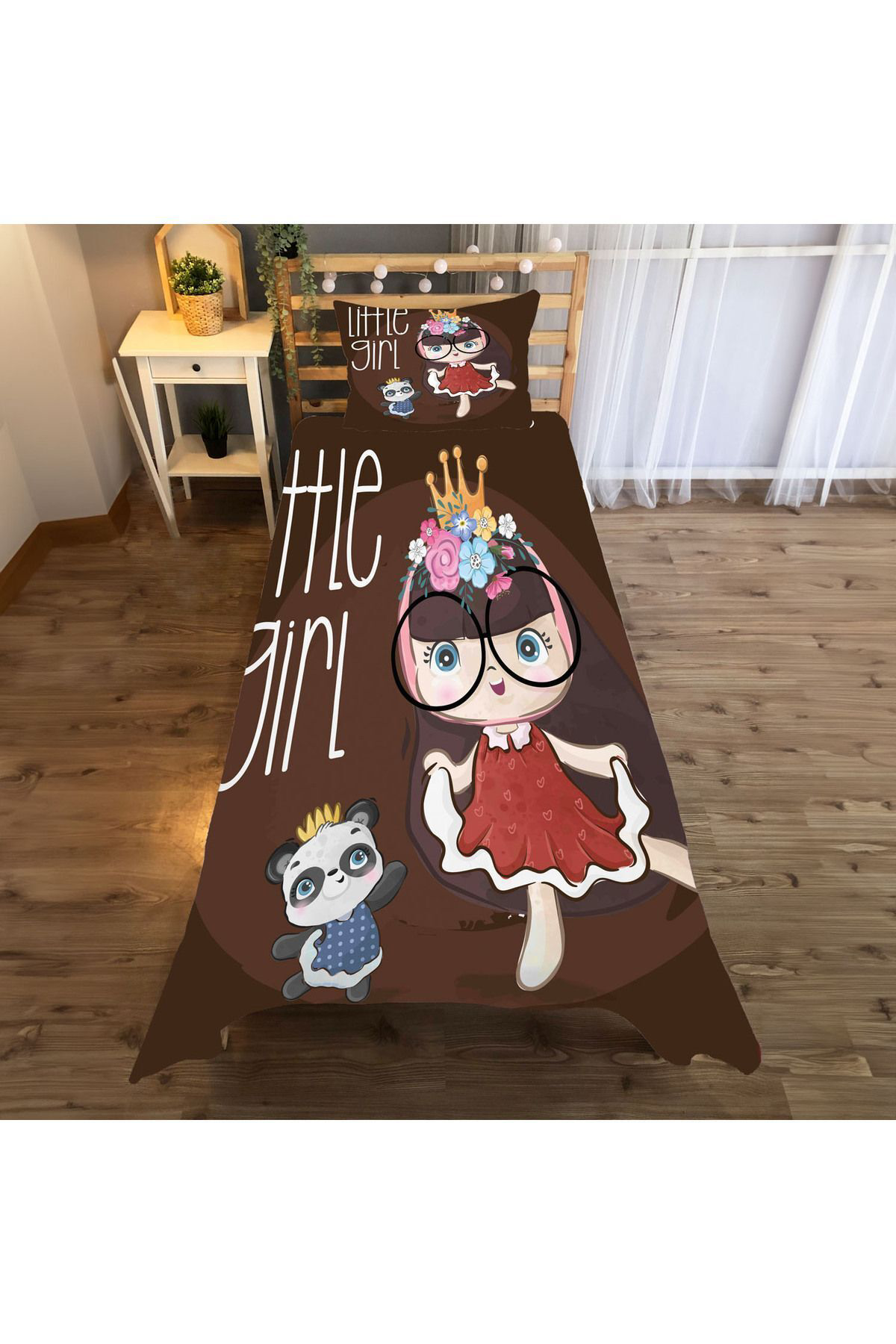 Evan Home Little Princess Desenli Çocuk Odasi Takim Perde (İki Kanat),Yatak Örtüsü,Yastik,Kirlent ,Hali,Tablo