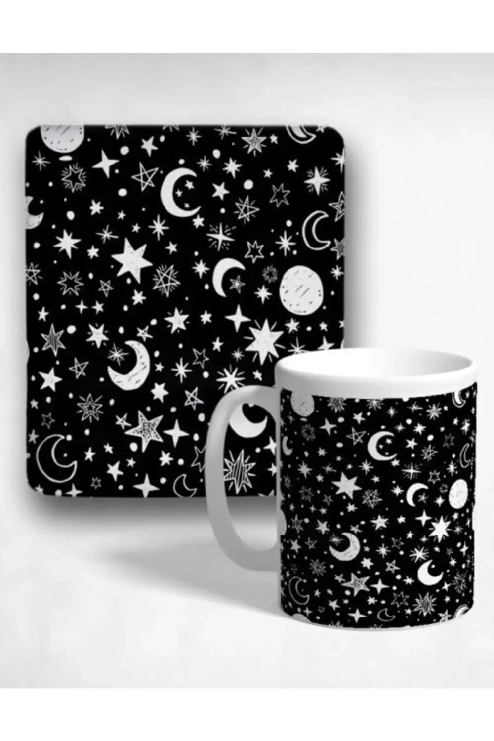 Little Stars Oval Bilek Destekli Mouse Pad Ve Kupa Bardak Seti