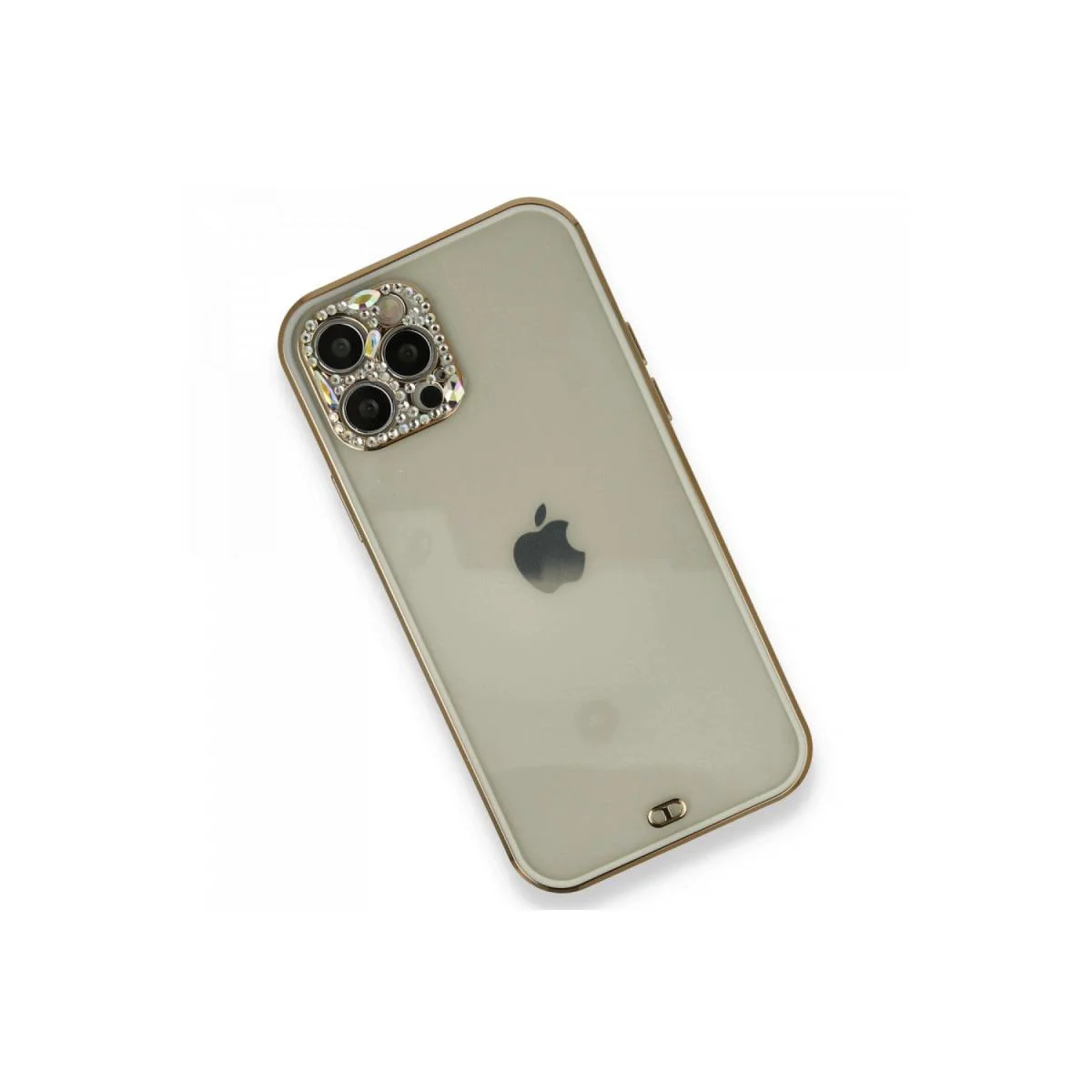 Liva Taşlı Silikon Kılıf - Beyaz iPhone 12 Pro ile Uyumlu