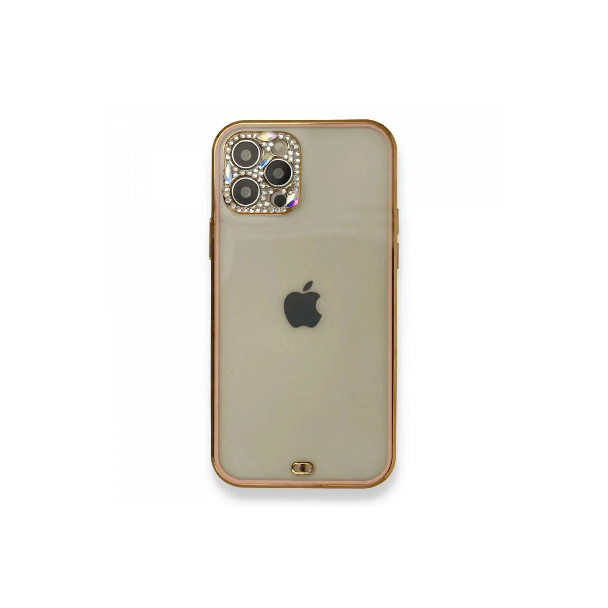 Liva Taşlı Silikon Kılıf - Pembe iPhone 12 Pro ile Uyumlu