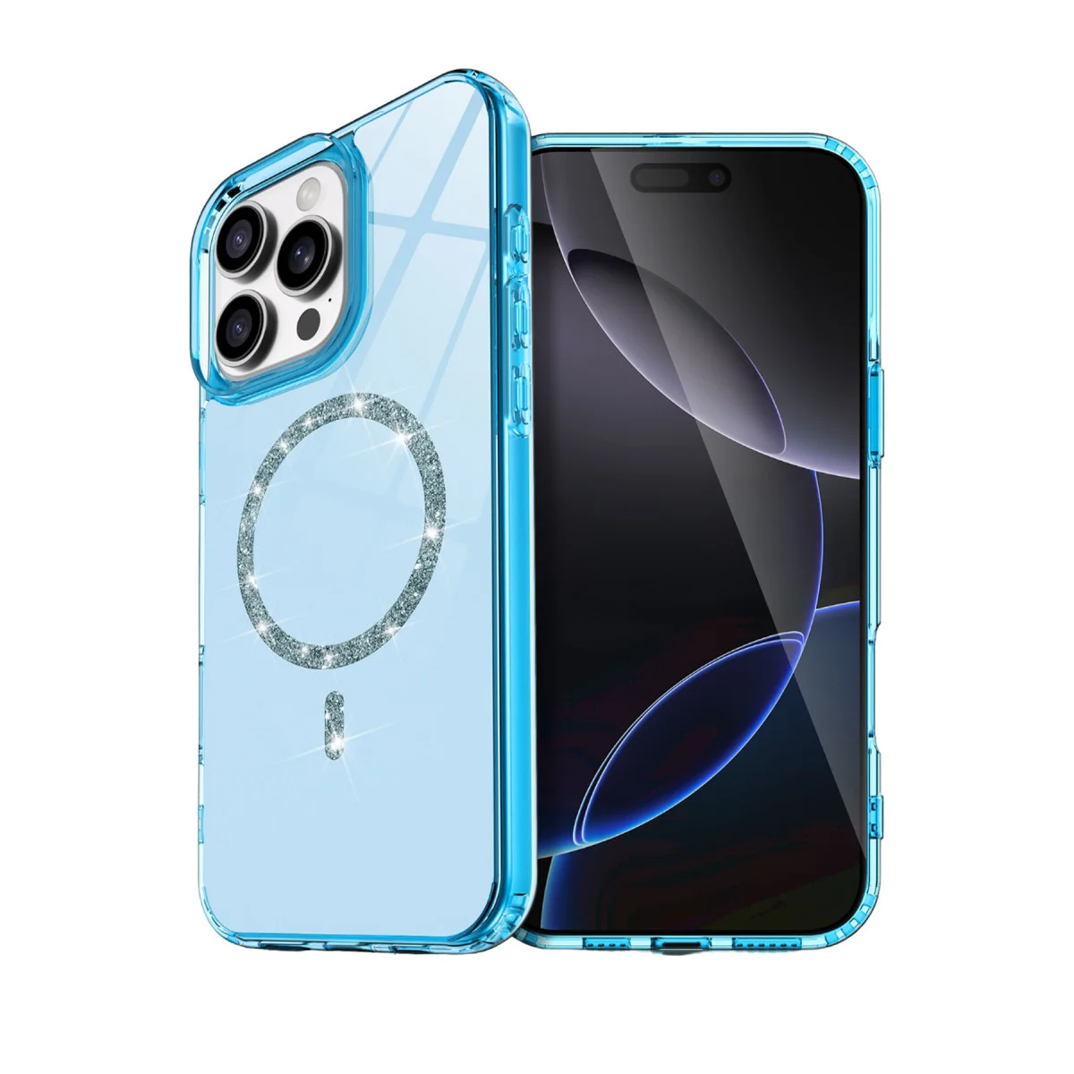 Live Diamond Magsafe Kapak - iPhone 15 Pro Max Mavi ve Darbe Emici Koruma