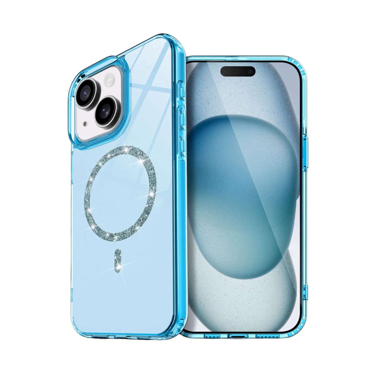 Live Diamond Magsafe Kapak - iPhone 15 Plus Mavi, Kristal Şıklıkta Güvenli Koruma