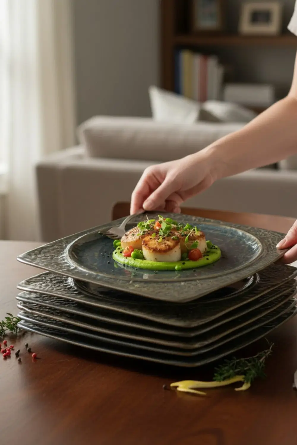 İrea Porselen Livelli Maar 25 Cm Porselen Kare Servis Tabağı 6 Adet