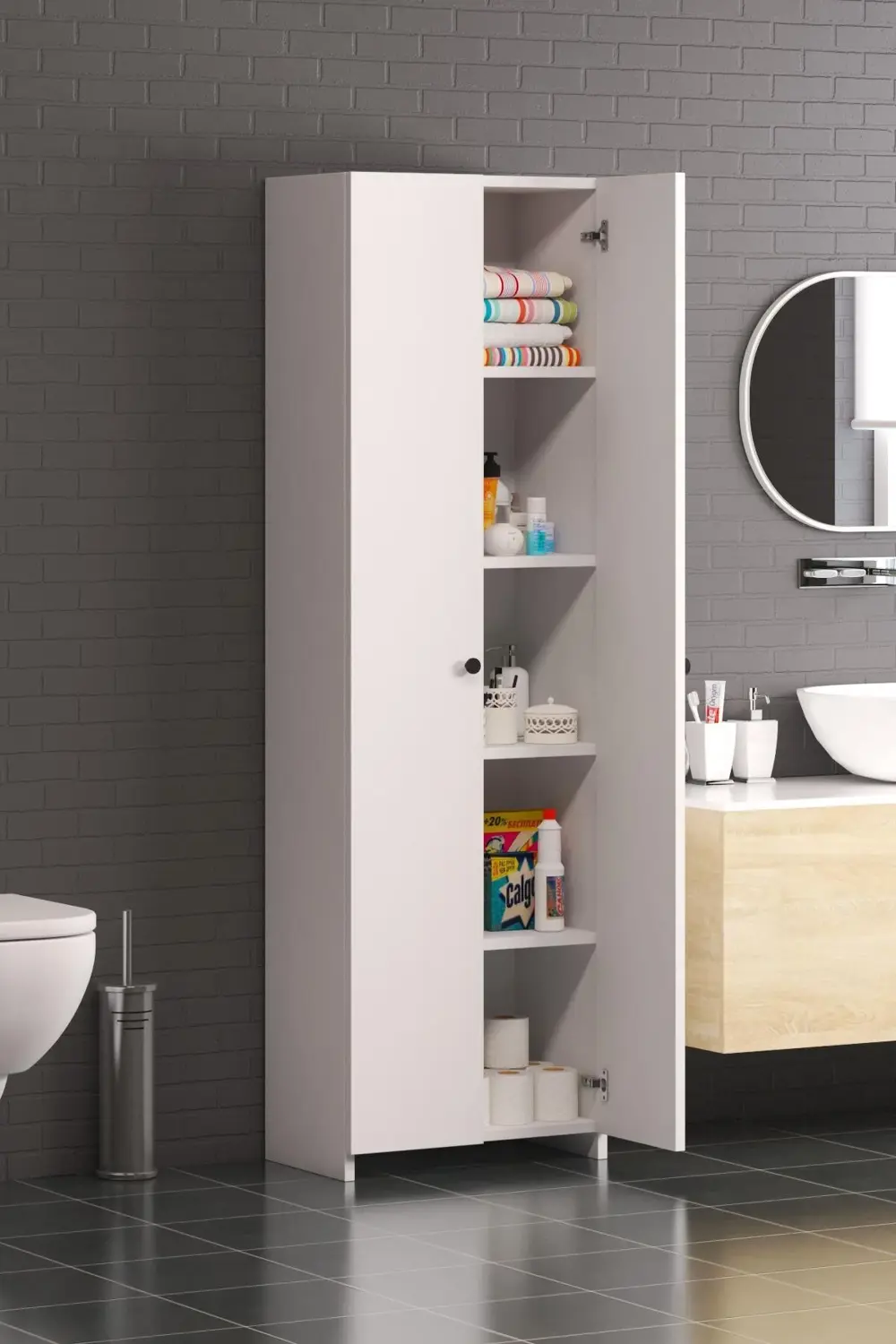 Exent Liza Beyaz Çok Amaçlı 2 Kapaklı Dolap