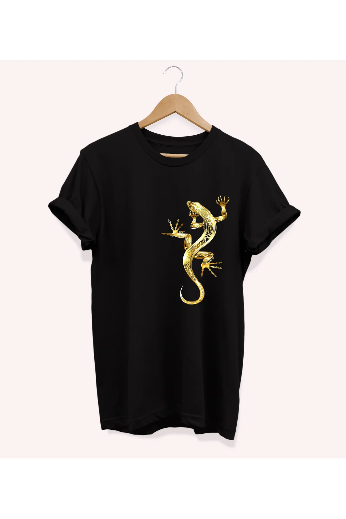 , Lizard Baskılı, %100 Pamuk, Bisiklet Yaka, Basic T-shirt, Norma