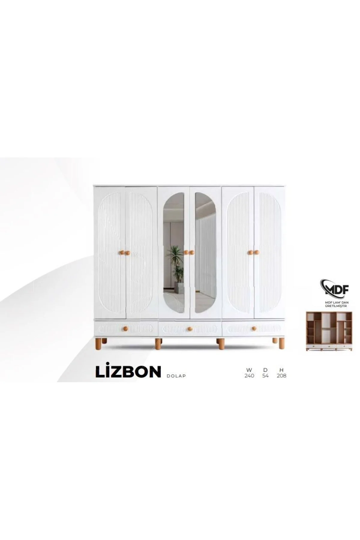 LİZBON MDF 6 KAPILI DOLAP Fiyatı, Yorumları ve Özellikleri