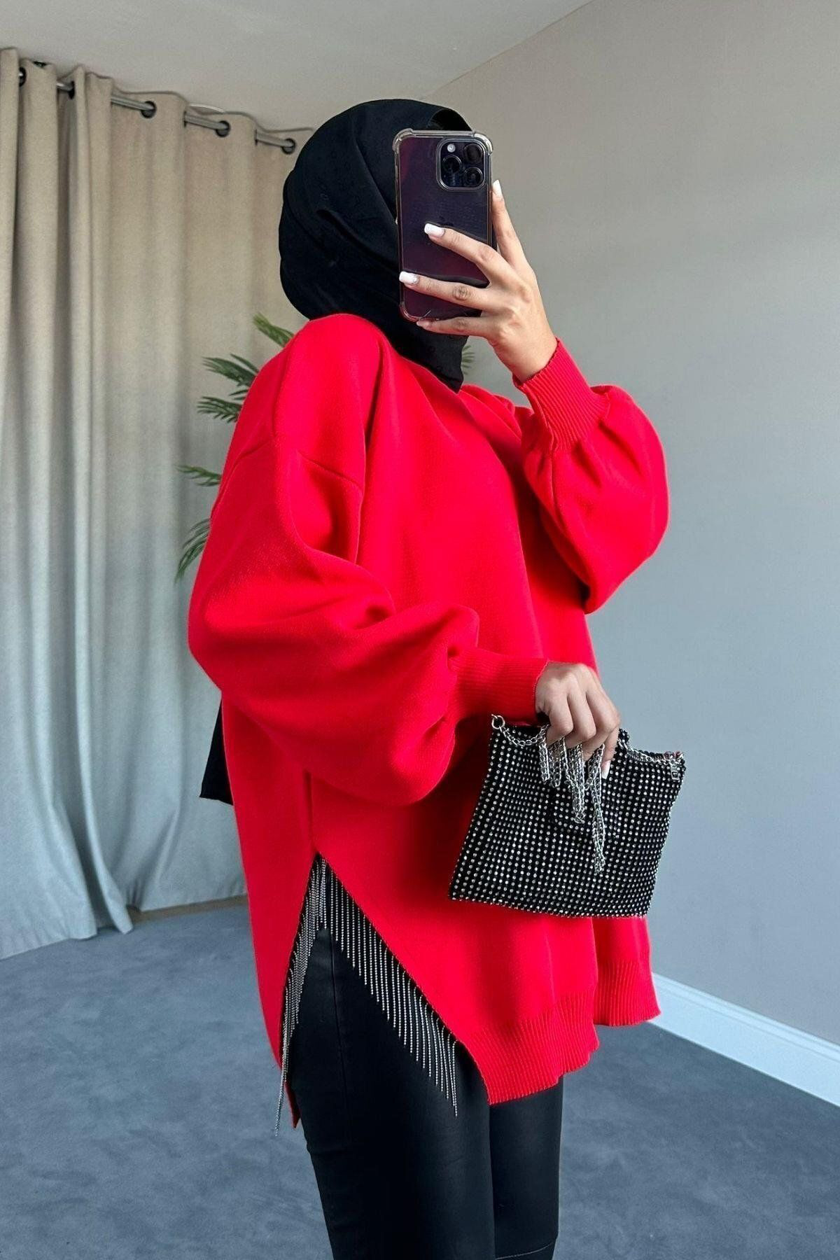 Şule Giyim Locamz Yarı Zincirli Triko Kazak