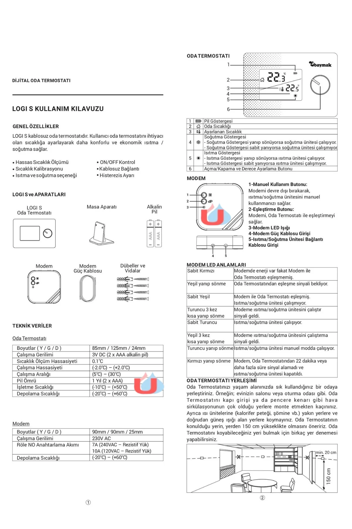 Logi S Kablosuz Oda Termostatı – Hassas Dijital Kontrol & On/Off Uyumluluğu - Görsel 4