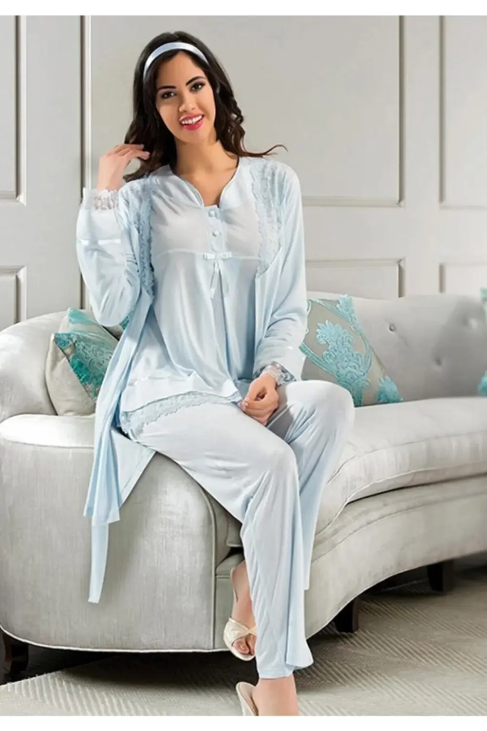 Lohusa 3lü Penye Pijama Takımı 2190