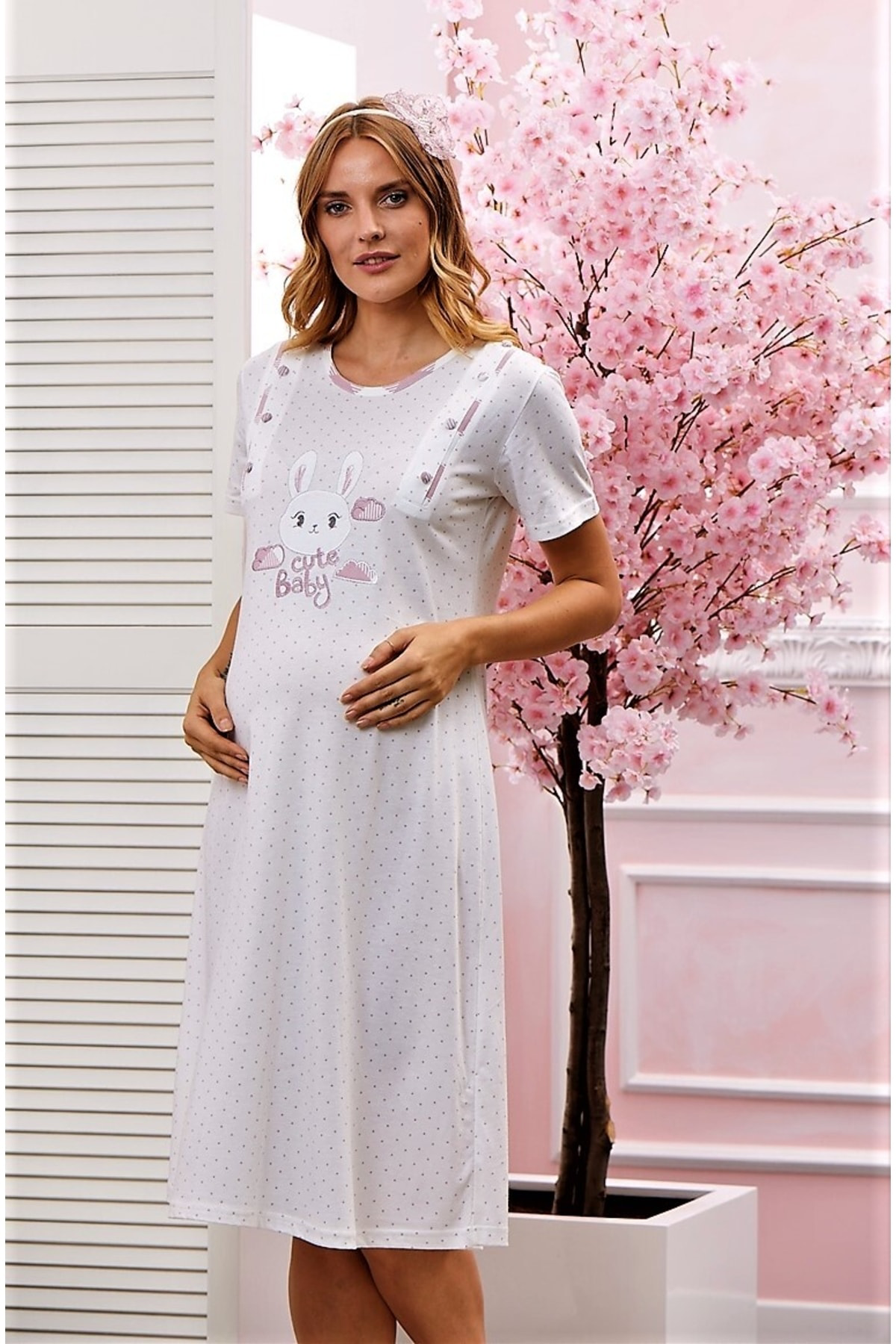 Flz Lohusa Gecelik Ekru-Mavi