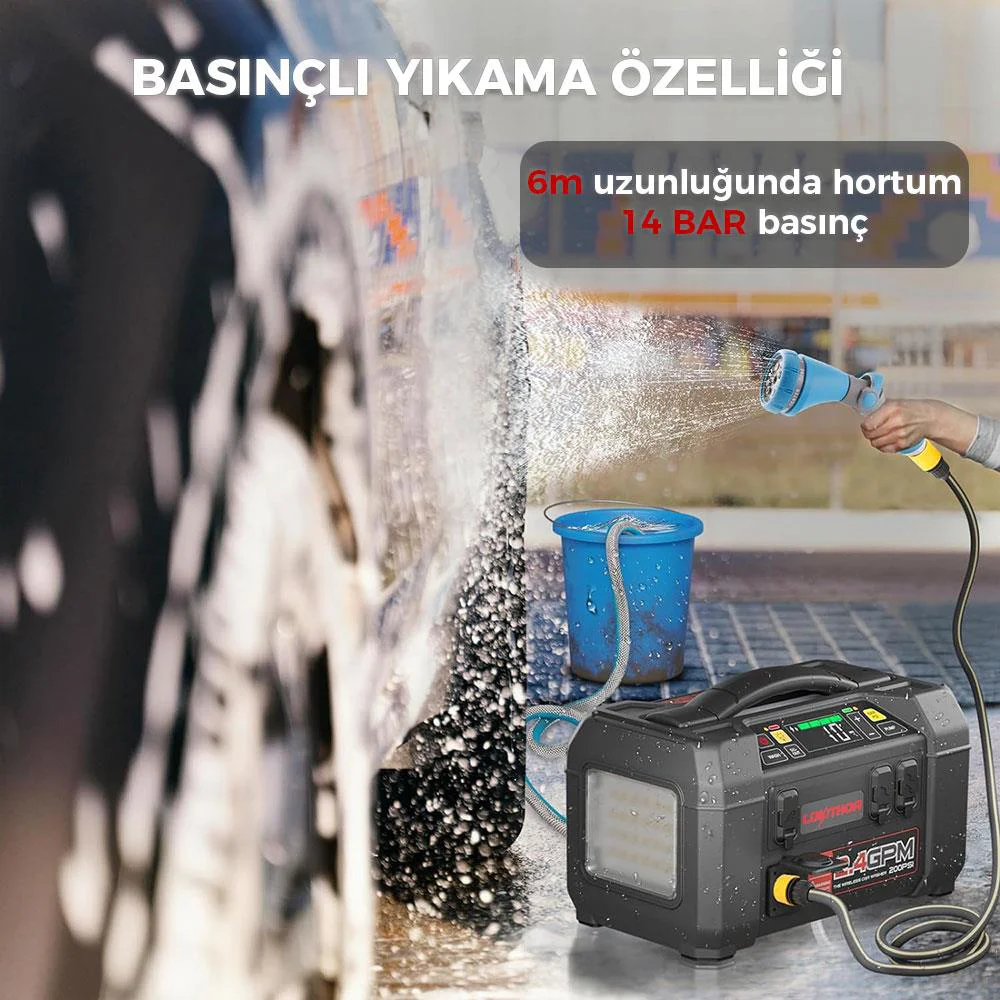Lokithor AW401 12V 2500Amp Li-Polimer Akıllı Akü Takviye + Pompa + Basınçlı Yıkama + Powerbank + Led Lamba Lokithor AW401 12V 2500Amp Li-Polimer Akıllı Akü Takviye + Pompa + Basınçlı Yıkama + Powerbank + Led Lamba