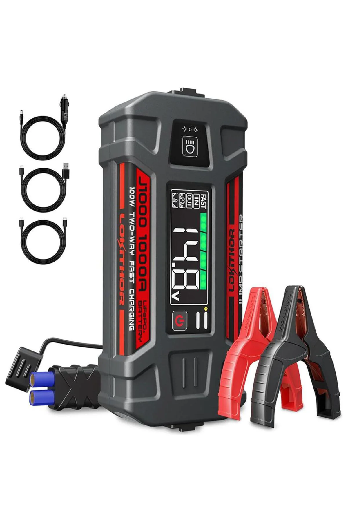 Lokithor J1000 12V 1000Amp LiFePO4 Akıllı Akü Takviye + Powerbank Lokithor J1000 12V 1000Amp LiFePO4 Akıllı Akü Takviye + Powerbank
