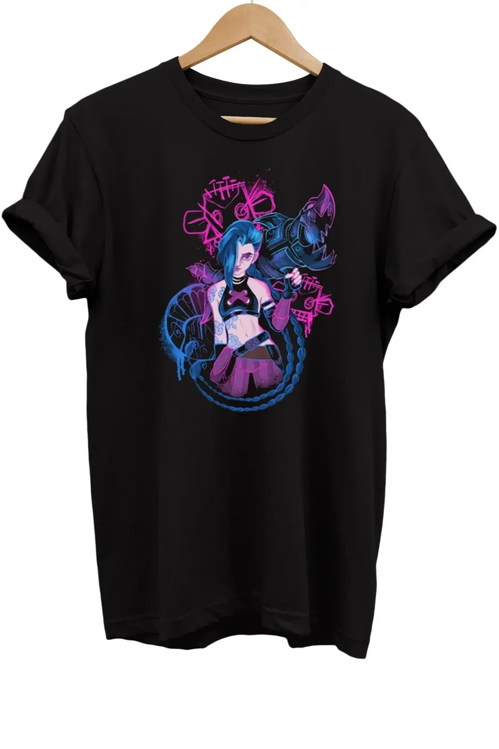 Lol Jinx Baskılı Pamuk Oversize T-shirt