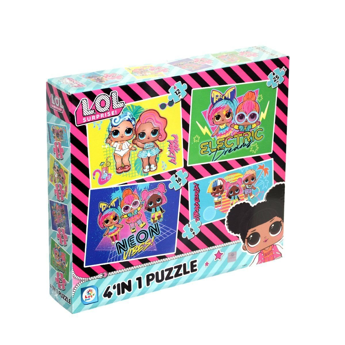 LOL7627 Laço Kids L.O.L. 4'ü1 Kutuda Puzzle / 6+12+16+25 Parça Pu