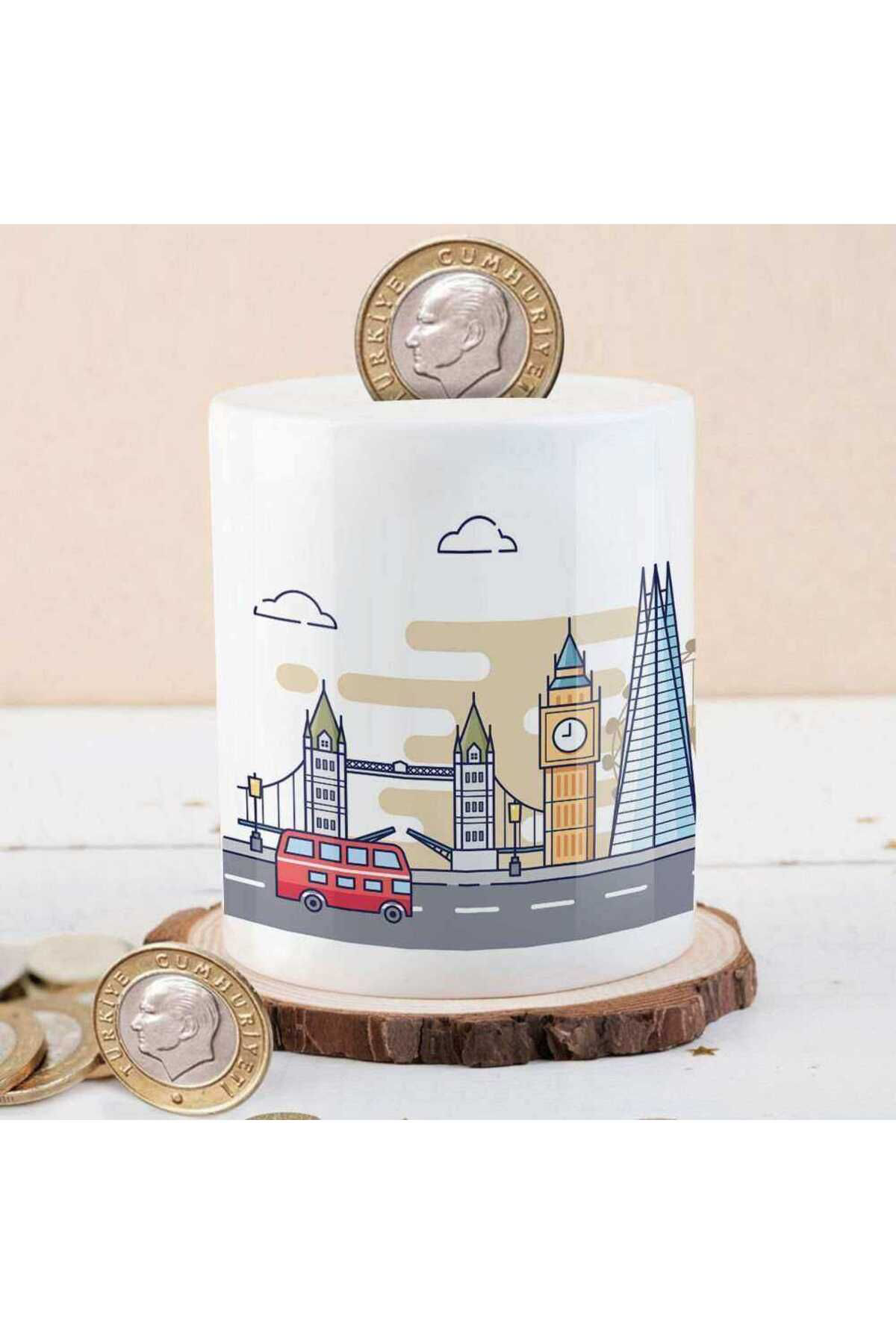 Asilmeydan London Çizimsel Manzara Para Birikim Kumbarasi-Kb4592