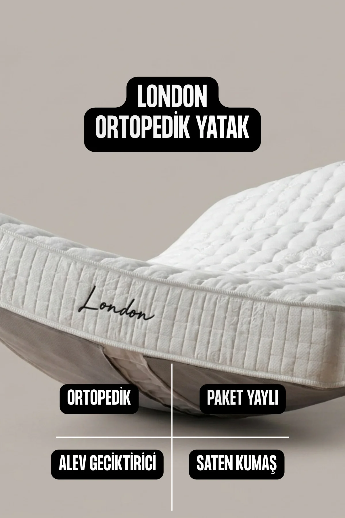 LONDON Ortopedik Pocket Yaylı Yatak - Hyper Soft Süngerli - Saten Kumaş - 30 cm Yükseklik-Alev Kumaş Fiyatı, Yorumları ve Özellikleri
