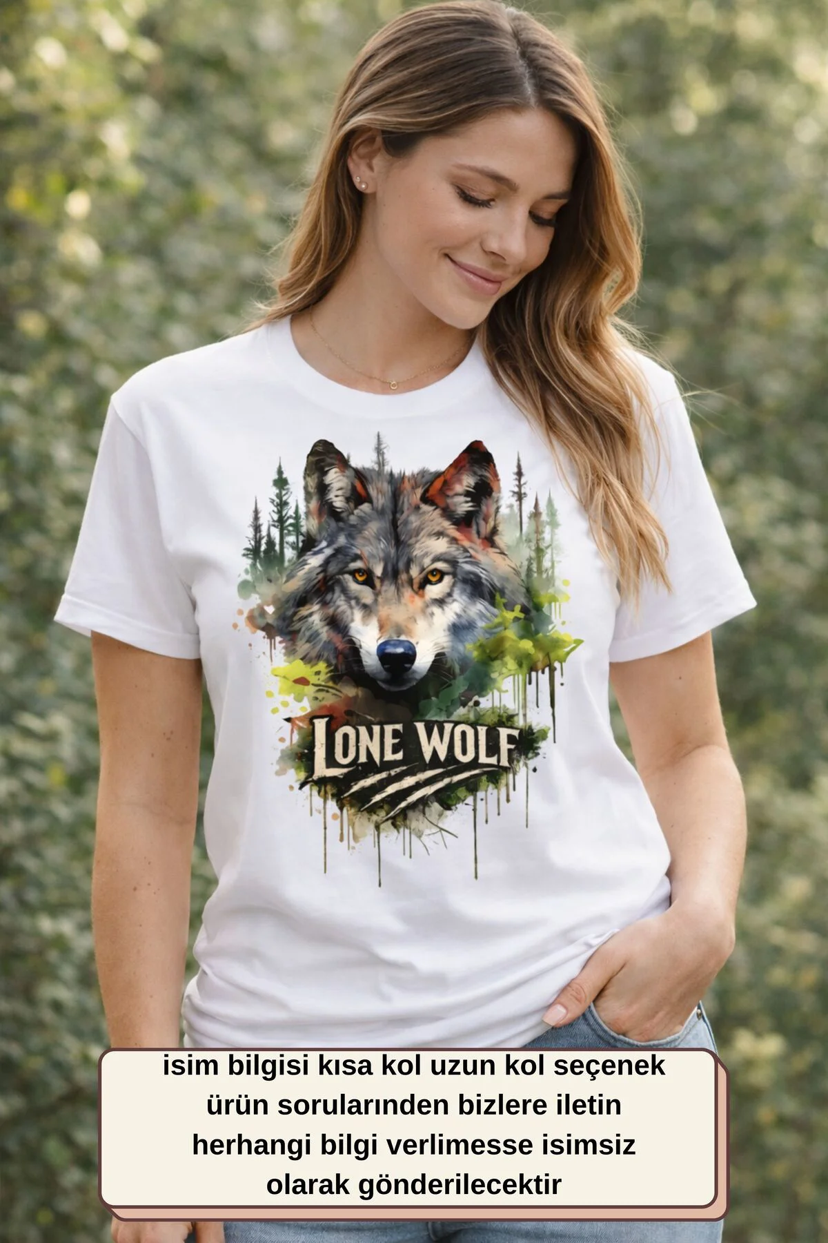Lone Wolf Kurt Tasarımlı Tişört – Doğa Temalı Kurt Baskılı Unisex