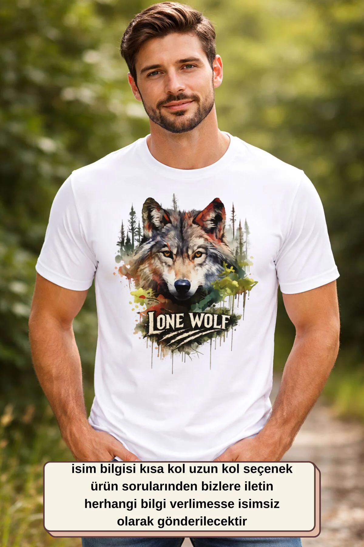 Lone Wolf Kurt Tasarımlı Tişört – Doğa Temalı Kurt Baskılı Unisex