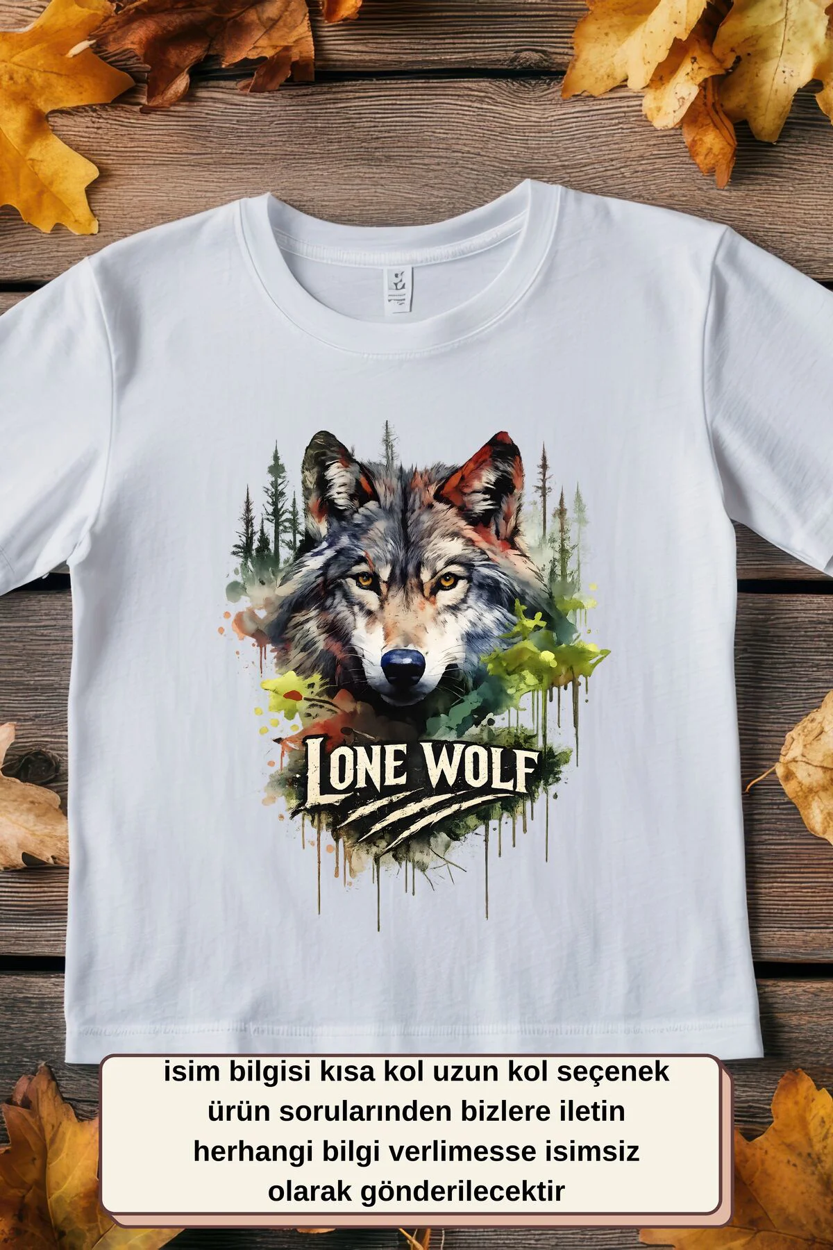 Lone Wolf Kurt Tasarımlı Tişört – Doğa Temalı Kurt Baskılı Unisex