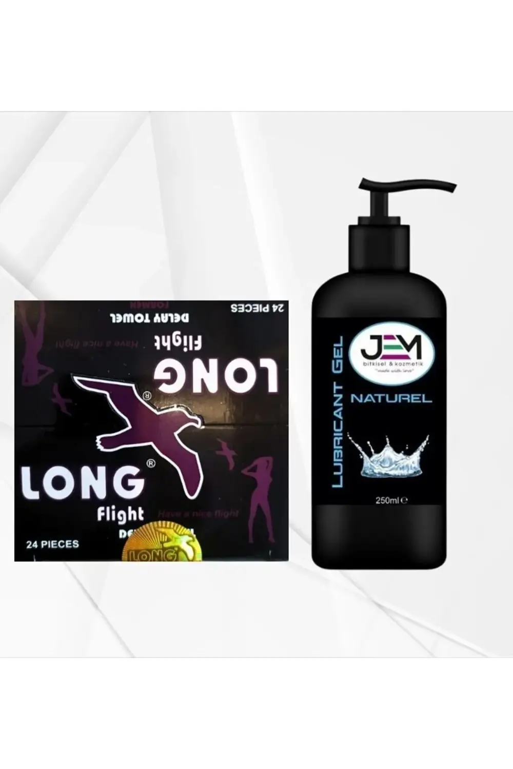 Jem Kozmetik Bitkisel Long İslak Mendil & Lubricant Jel Sade İkili Set