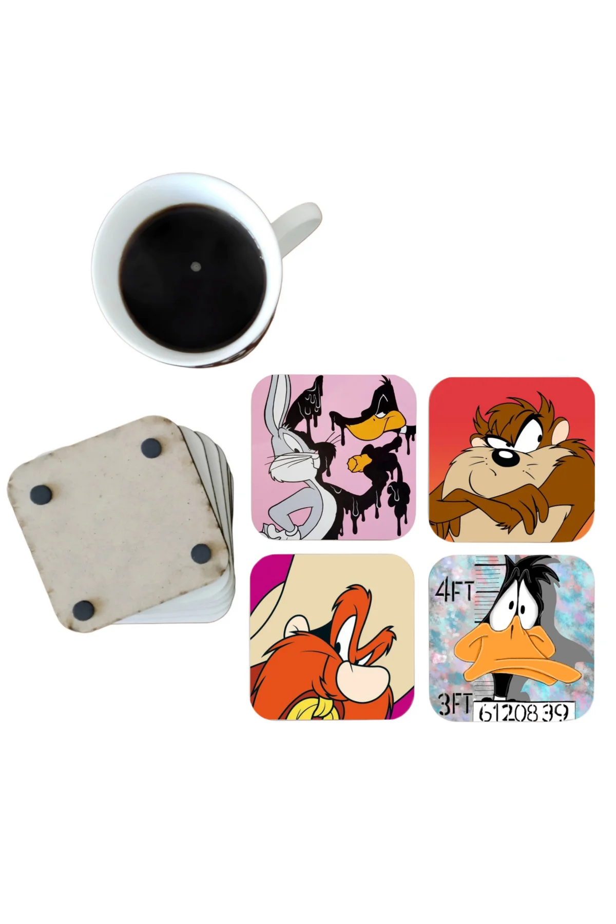 Looney Tunes Dekoratif Ahşap Bardak Altlığı Seti 0106